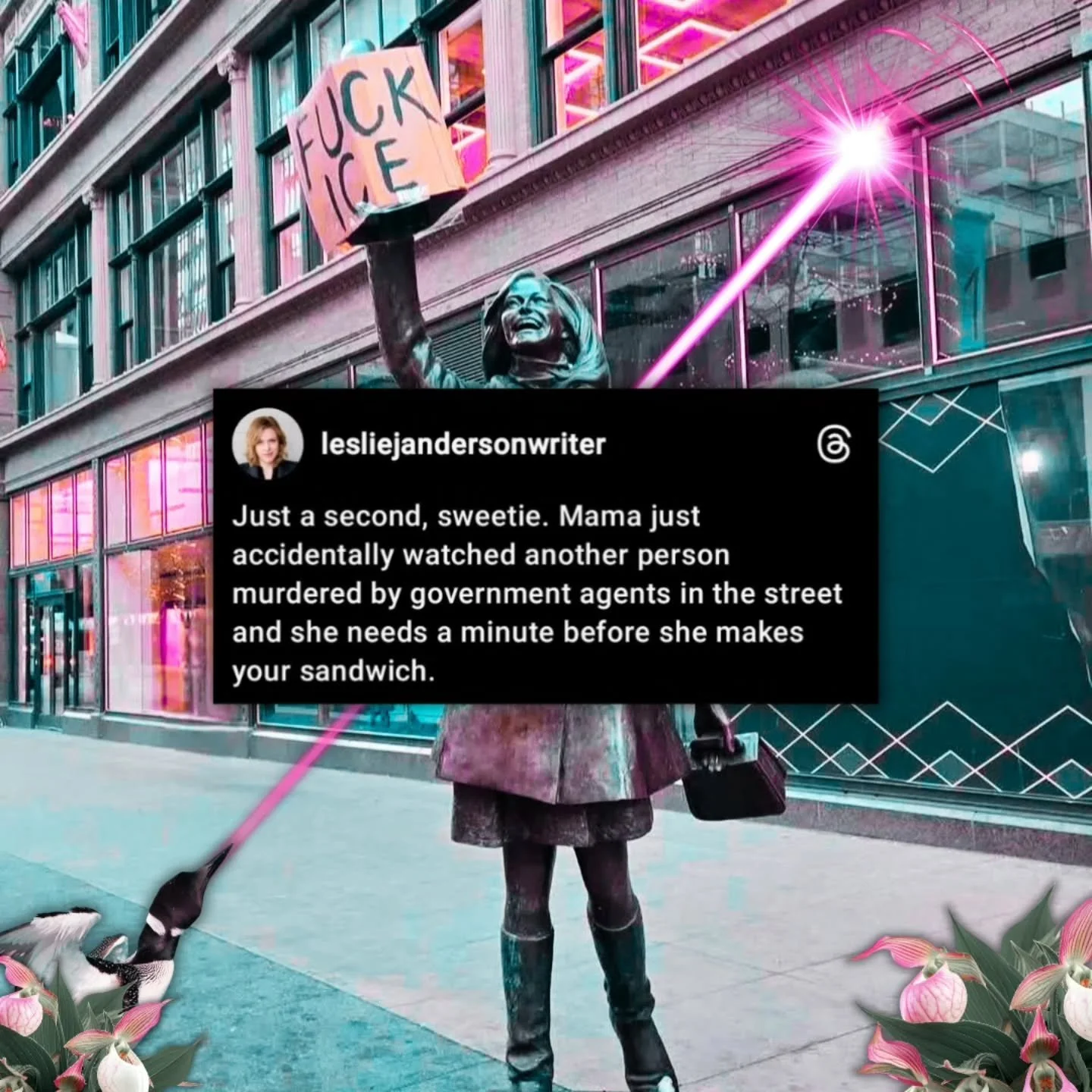 Hey everybody. Everything continues to be both terrible and inspiring. Obviously nightmare shit is happening here in Minnesota and the tendrils of horror are reaching into other cities states. I know that we have a different kind of community here in