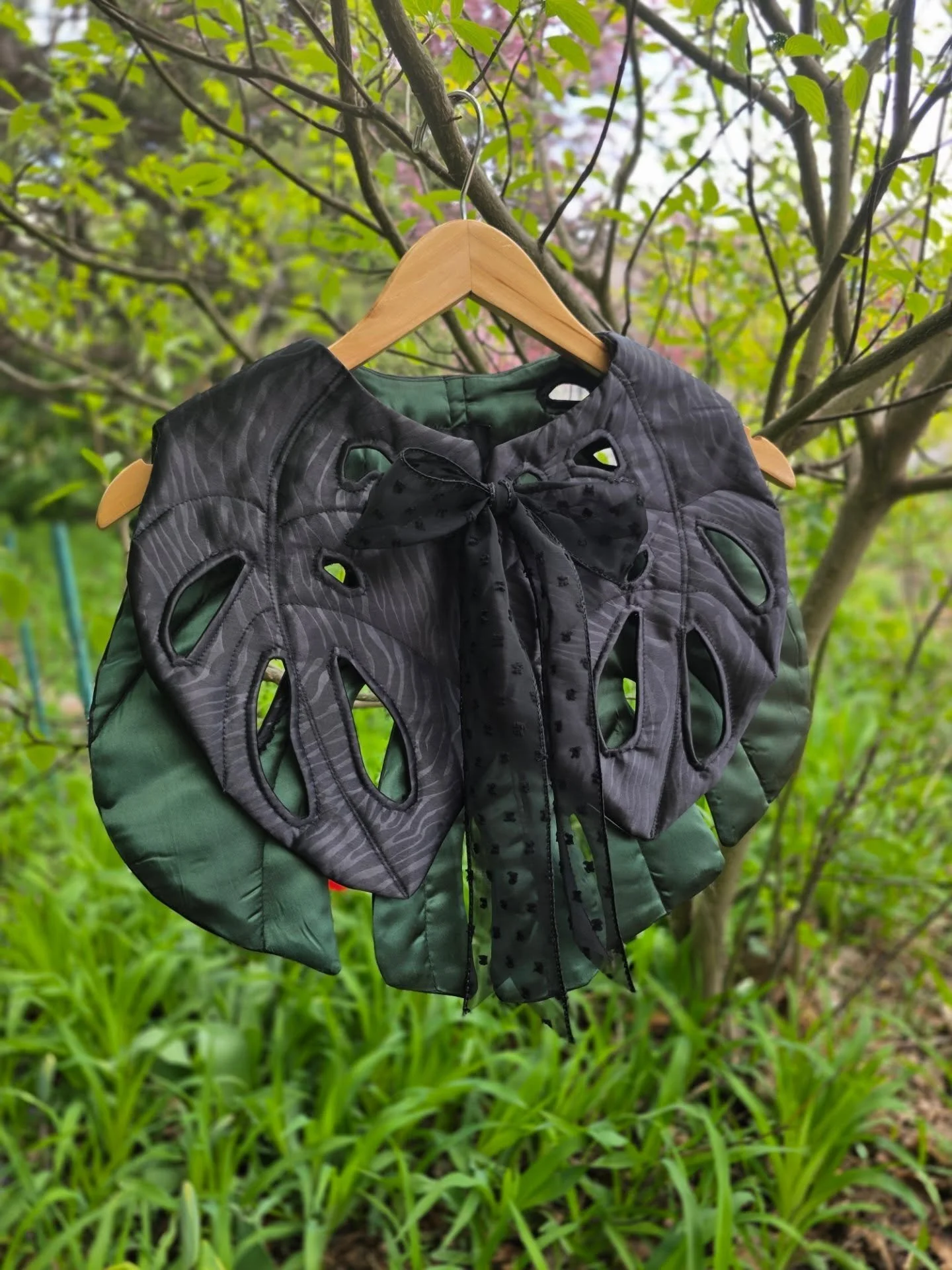 It's time to live your best forest fairy life! These made to order capelets are made by me and my own two hands in Northeast Minneapolis. They're perfect for scampering, scurrying, frolicking and probably going to Renaissance Festival I guess? The bl