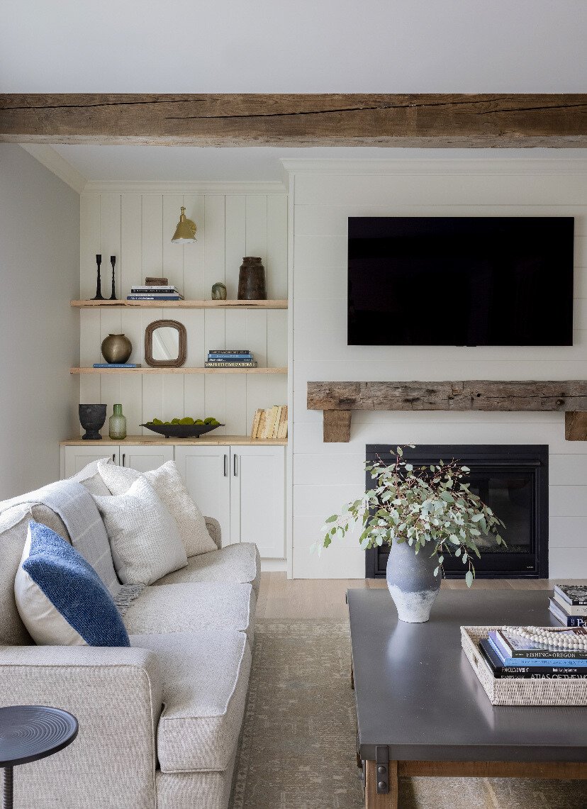 New England Farmhouse Remodel Interior Designer living room