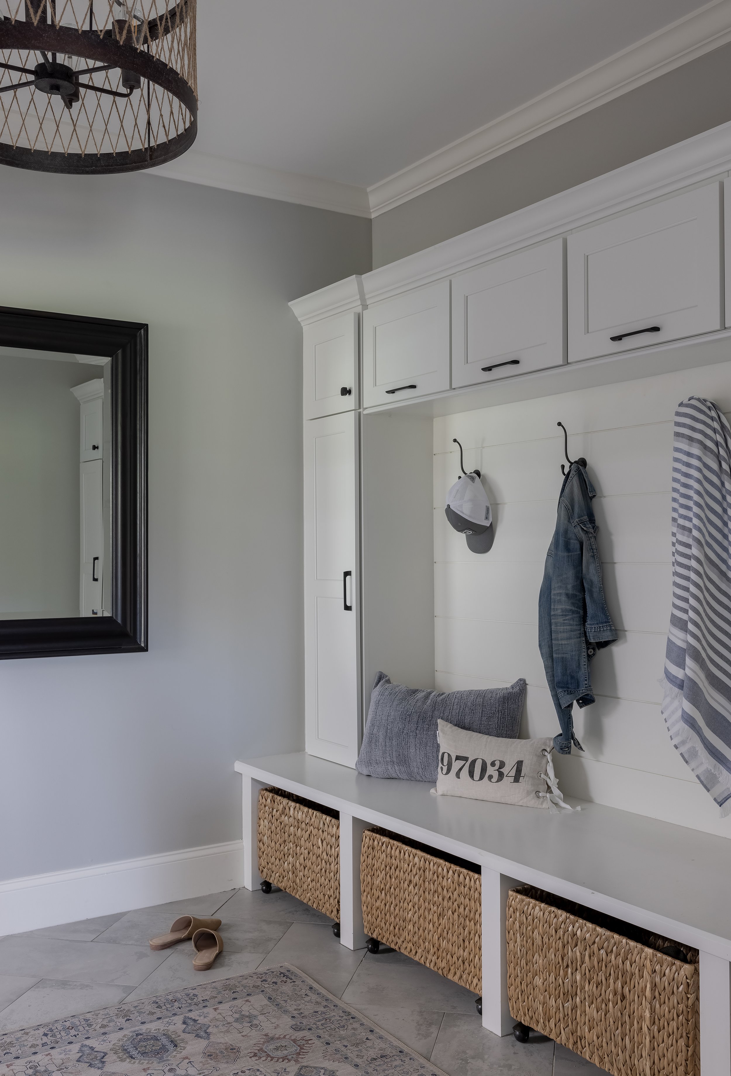 New England Farmhouse Remodel Interior Designer mudroom