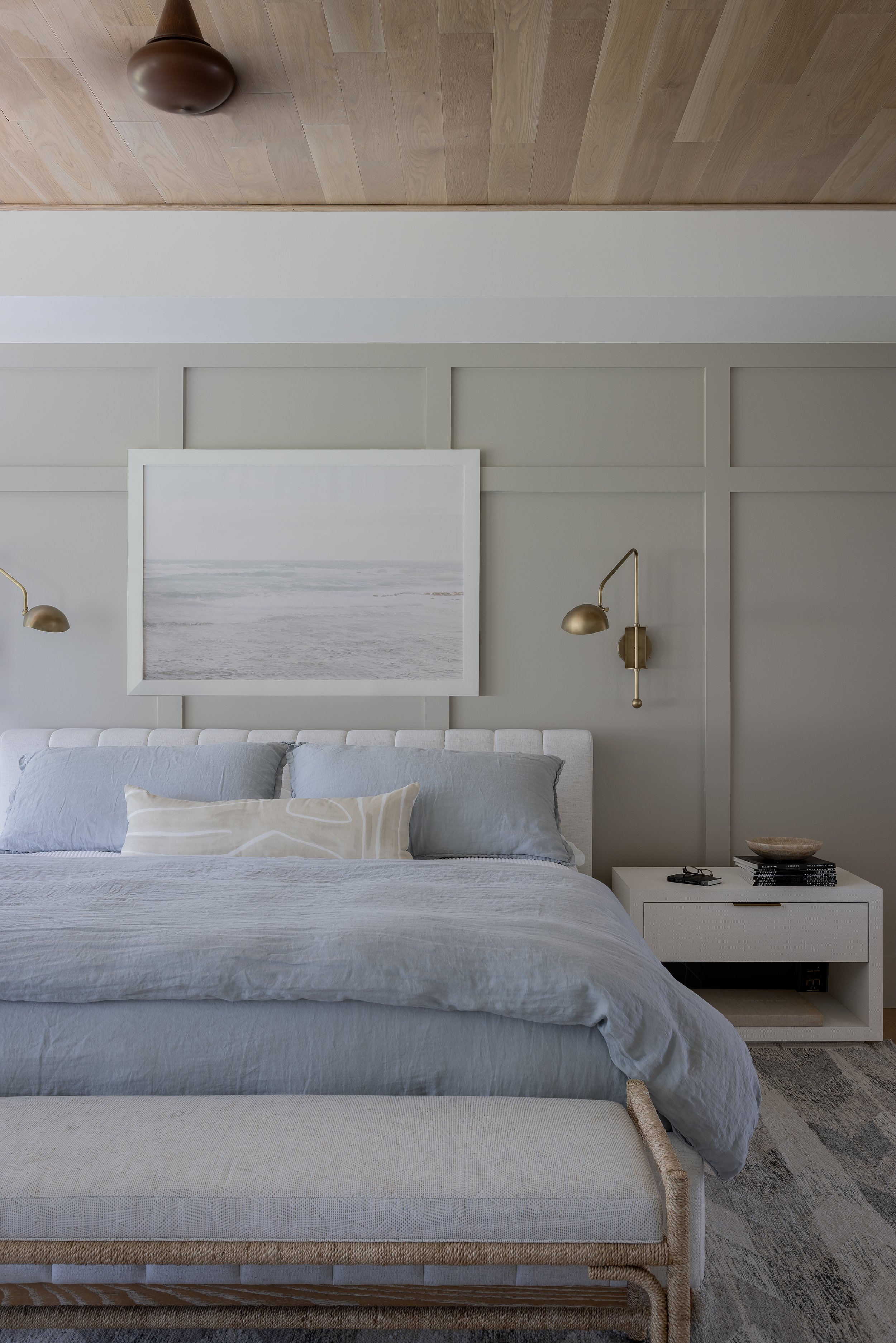 Bluemead Massachusetts new build farmhouse interior designer primary bedroom