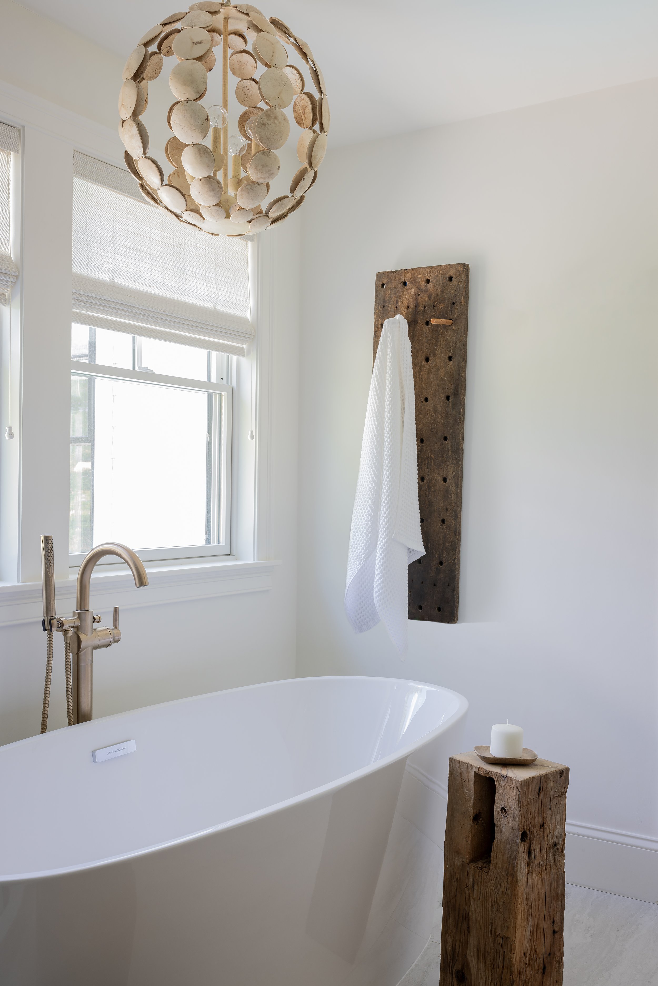 Bluemead Massachusetts new build farmhouse interior designer bathroom soaking tub