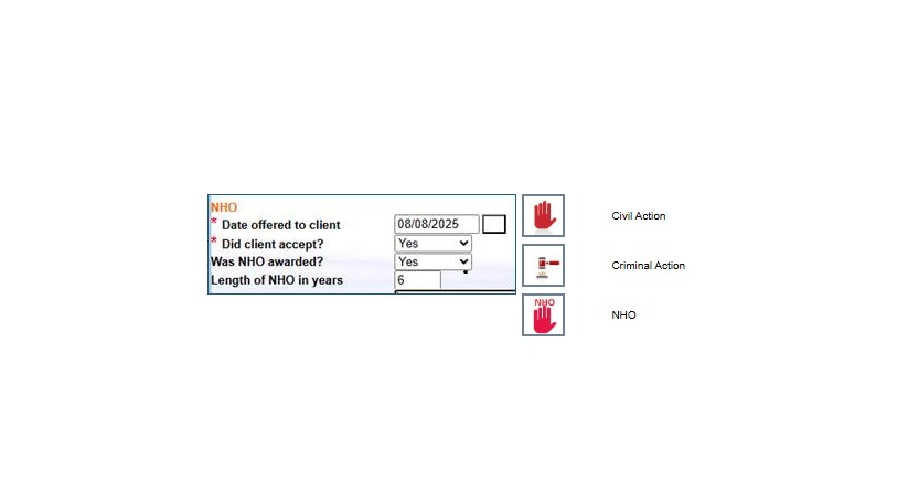 Keeping our Domestic Abuse Software up to date with Scottish Law - “Non-harassment Order” button