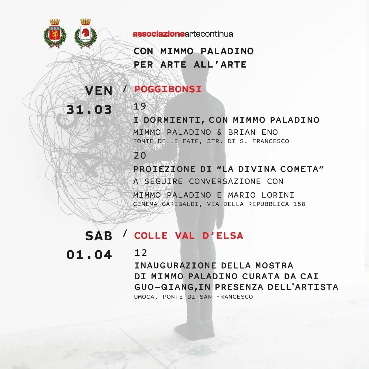 📌 SAVE THE DATE! 🗓 31 marzo - 1 aprile 📍 Poggibonsi - Colle Val d&rsquo;Elsa

Prosegue la programmazione espositiva curata da Cai Guo-Qiang per UMoCA - Under Museum of Contemporary Art con una nuova mostra nel museo di Colle Val d&rsquo;Elsa che c