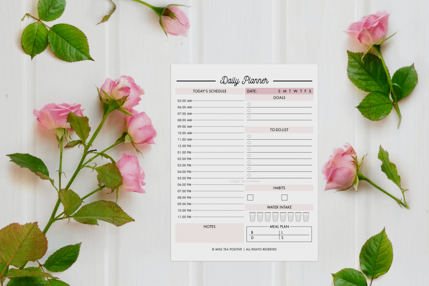 free daily planner printable pdf miss tea positive