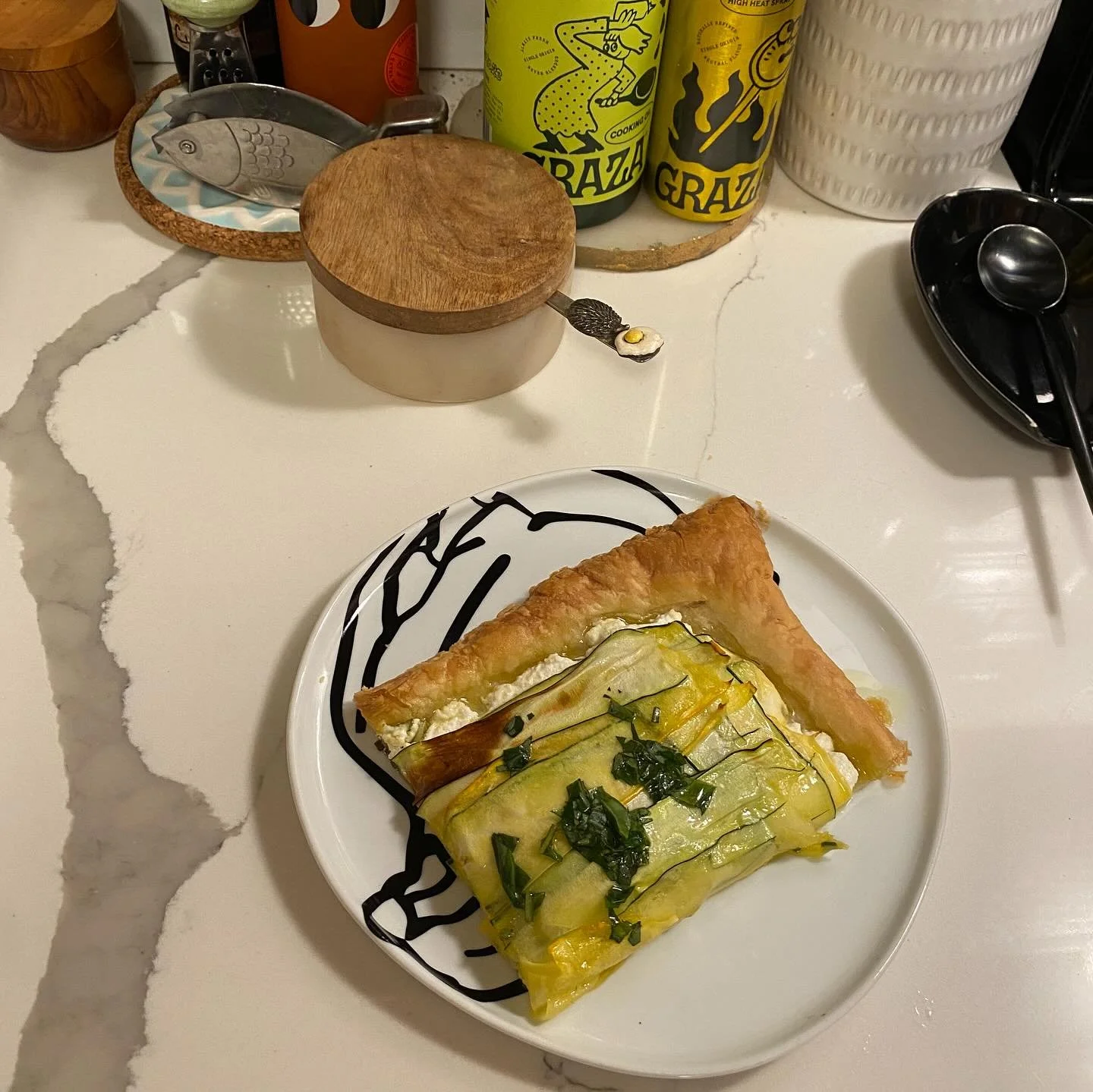 Ricotta and Zucchini Puff Pastry Tart with lemon and basil 💛💚🍋