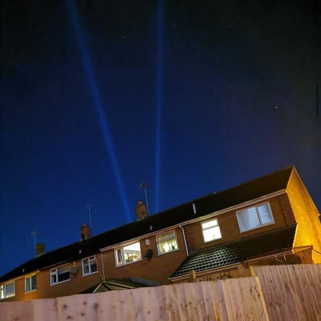 Great picture by one of the community of the space cannons. #exeter #spacecannons #searchlights #batman #stageengage