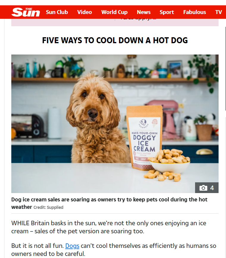 Dog &amp; Bond Featured in The Sun as Doggy Ice Cream Sales Soar