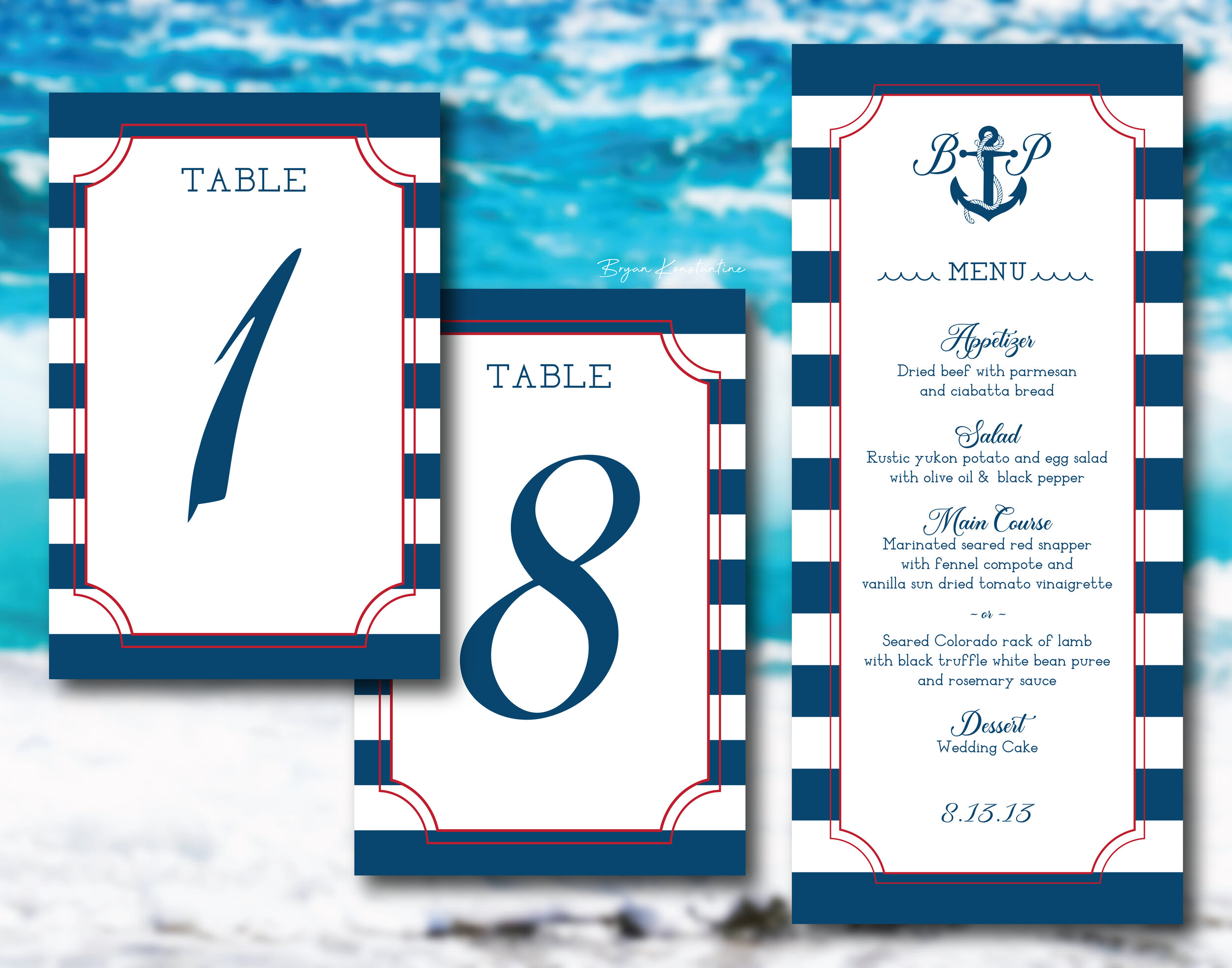 Table Number Cards | Dinner Menu