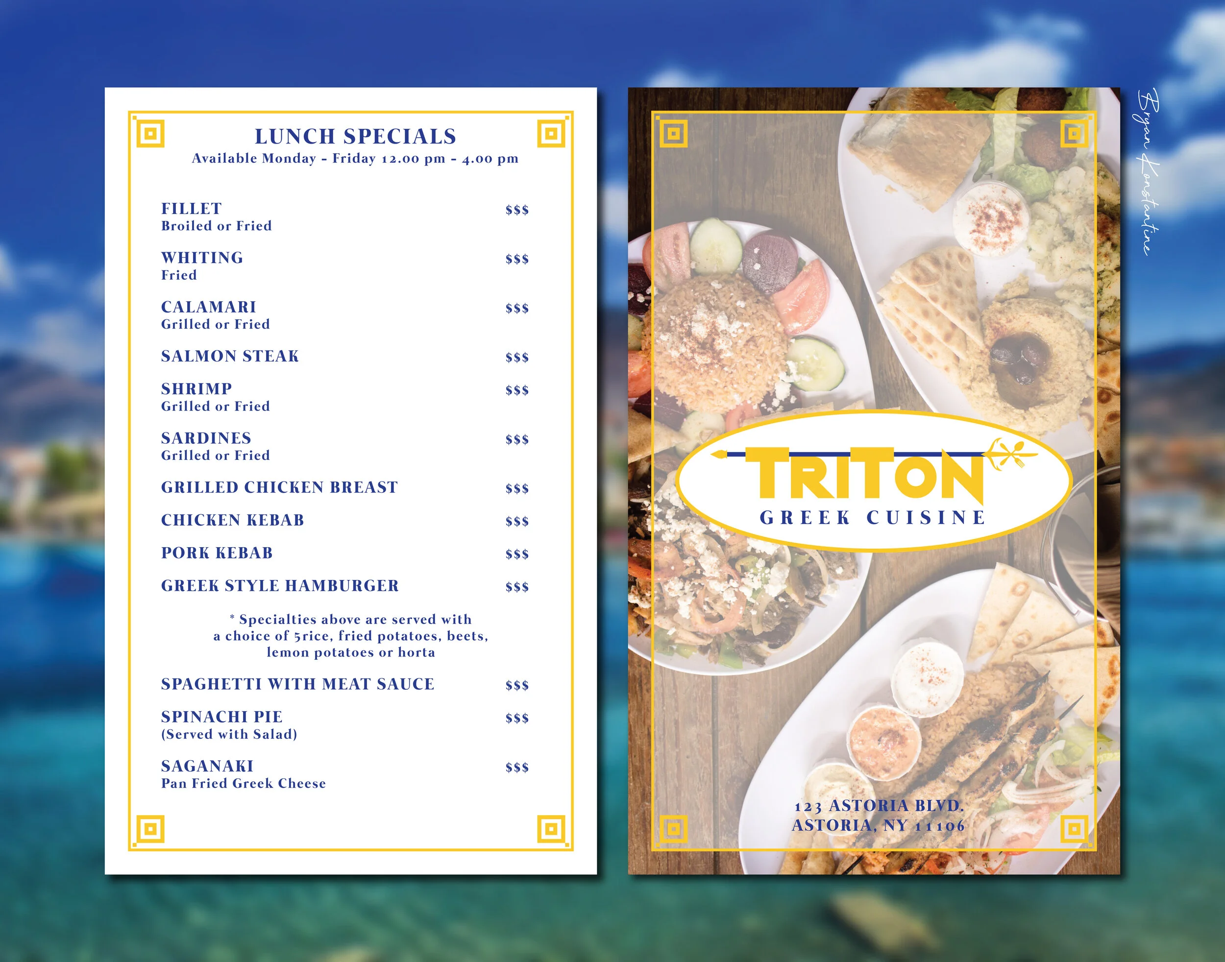 Double-Sided Lunch Specials Menu