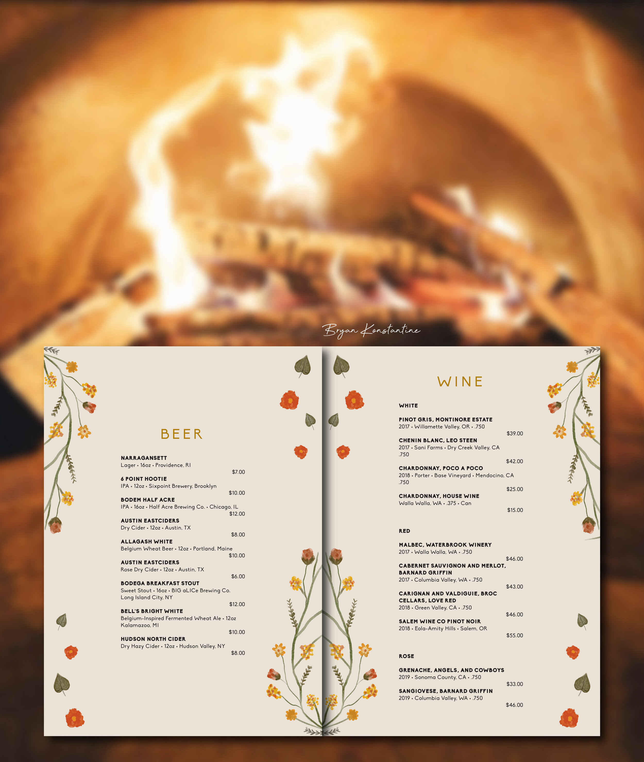 Booklet-Style Beer & Wine Menu | Interior