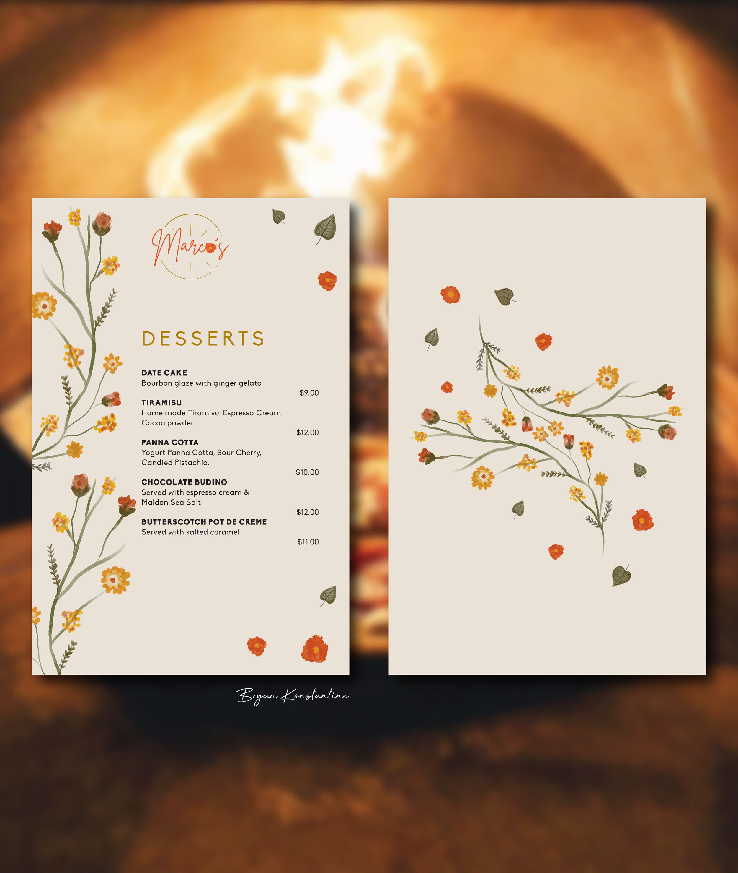 Double-Sided Dessert Menu