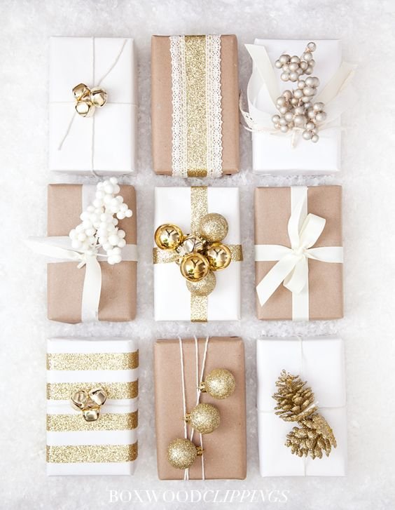 Christmas Gift Wrapping with ornaments