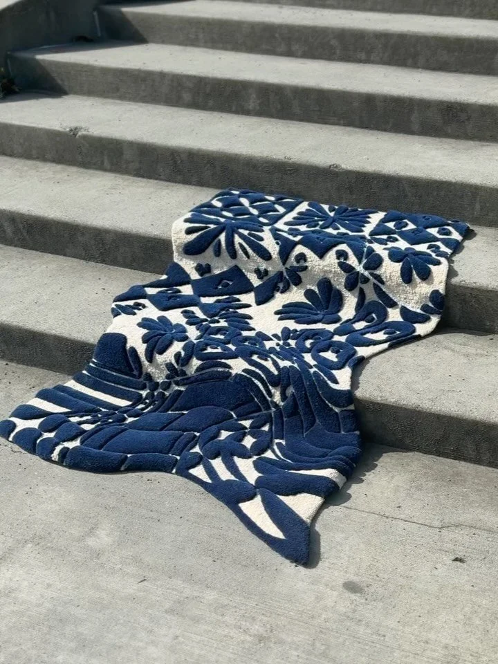 So beyond excited for this amazing rug collab I recently did with @floor.fetish ! Designing a custom rug has always been a dream of mine 💙💙 and he executed the design so beautifully ✨✨✨

1 of 2 (1 available)
&ldquo;Spraycation&rdquo;
3.5x6&rsquo;

