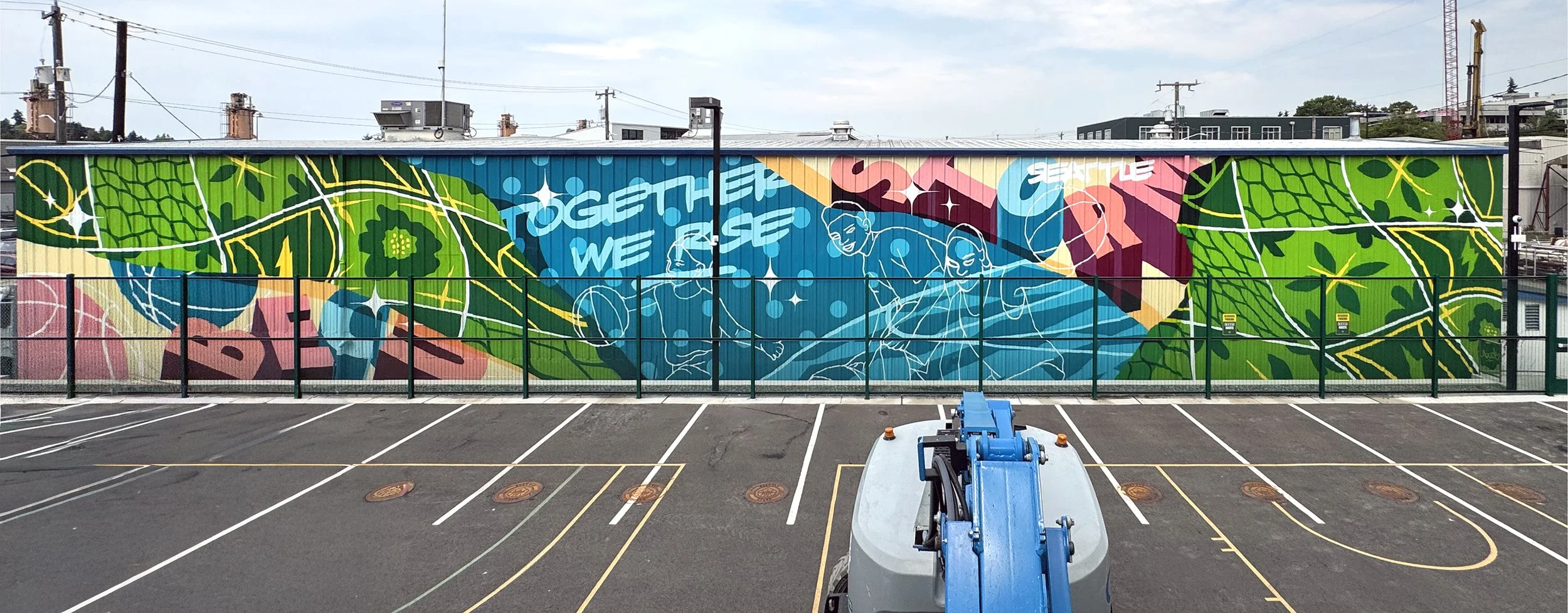 Marry Merlot hand painted mural for the Seattle storm