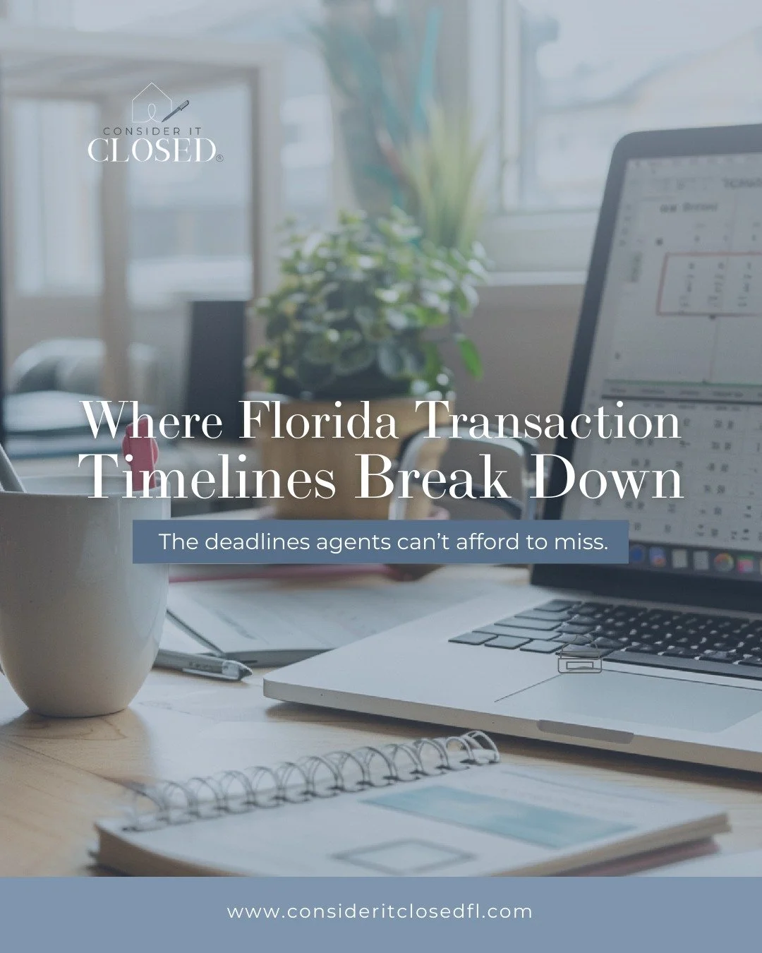 Most deal delays happen at the same points:
&bull; Inspection periods
&bull; Appraisal timeline
&bull; Loan approval (not to be confused with conditional loan approval)
&bull; HOA/condo document reviews or member approval
&bull; Title issues, liens, 
