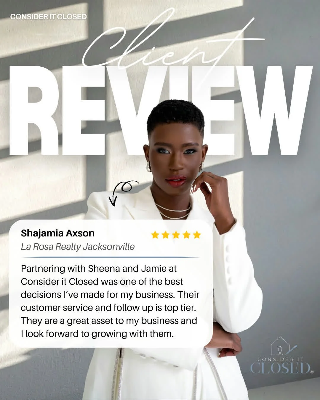So grateful for the kind words and for trusting us with your business @therealtorjamie. This is exactly why we show up every day. Thank you!