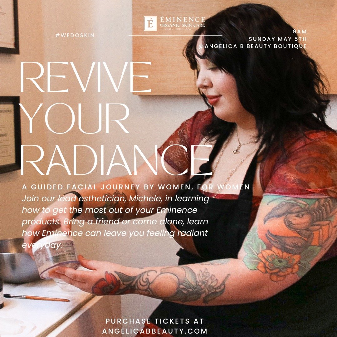 ABB'S FIRST IN HOUSE GUIDED FACIAL EVENT! Our Lead Esthi, Michele, is inviting you, your bestie, your mama, your sisters (EVERYONE) to join us in reviving our radiance! When you purchase a ticket you will receive product to follow along Michele to do