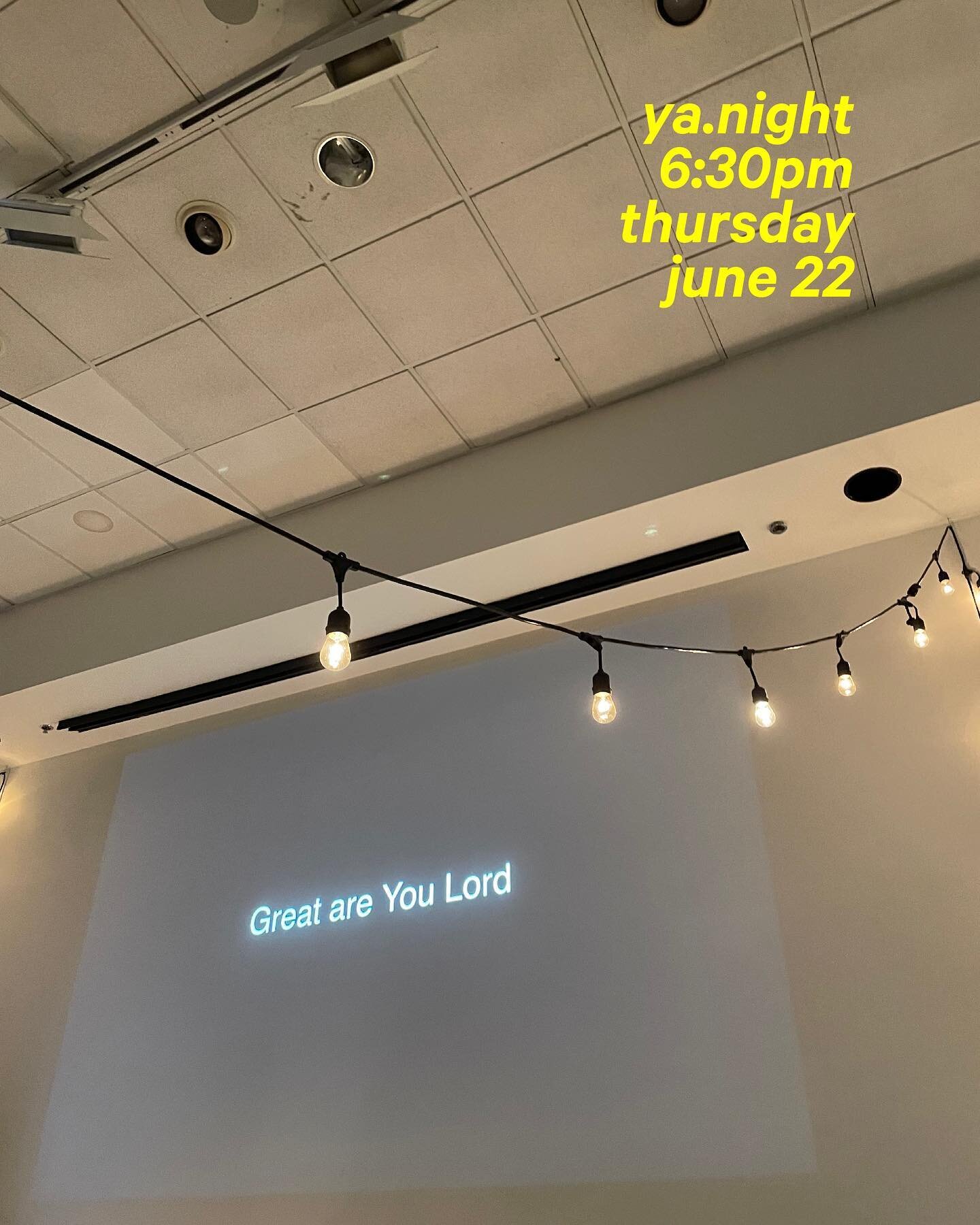 it&rsquo;s officially june!

and that means our next ya.night is just a few weeks away&hellip;.join us at 6:30pm thursday, June 22 for worship and a word from our very own ya.leader &mdash; @_matthewleach ! 

we can&rsquo;t wait to see you ;)

deets 