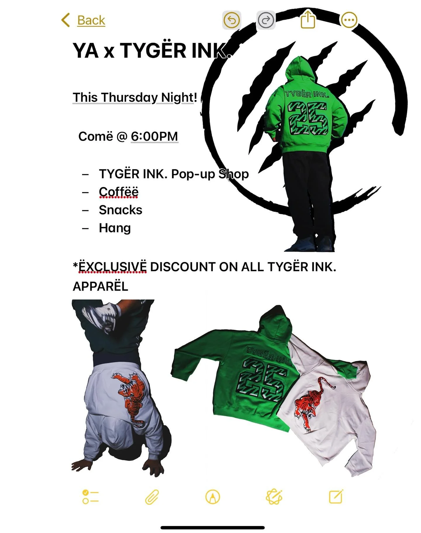 We are BACK tomorrow night &mdash; and with a pop-up from our very own @tyger_inkorporated !!

Come early at 6:00pm for snacks, coffee, and new merch from our own people. Invite your friends!