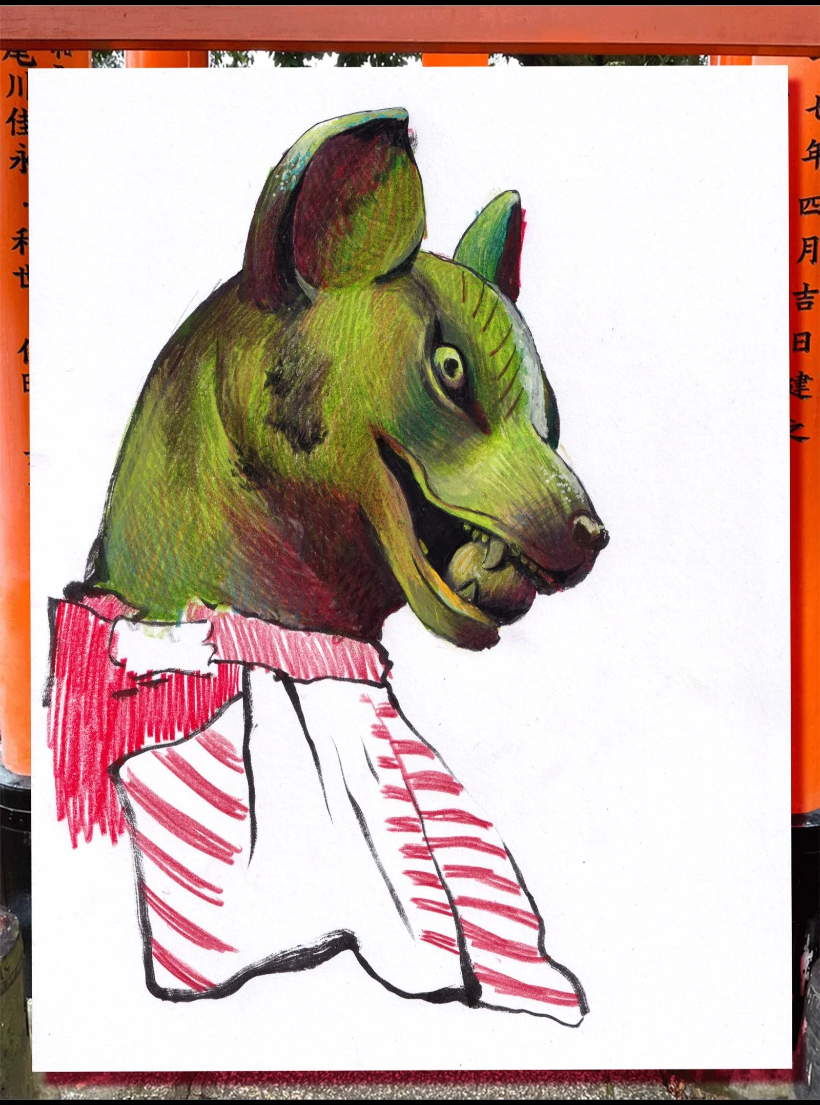 Scribbling portrait of one of the fox statues we saw on the Fushimi Inari shrine
Layering ink pen, watercolour pencil and posca 

#watercolourpencil #pencildrawing #posca