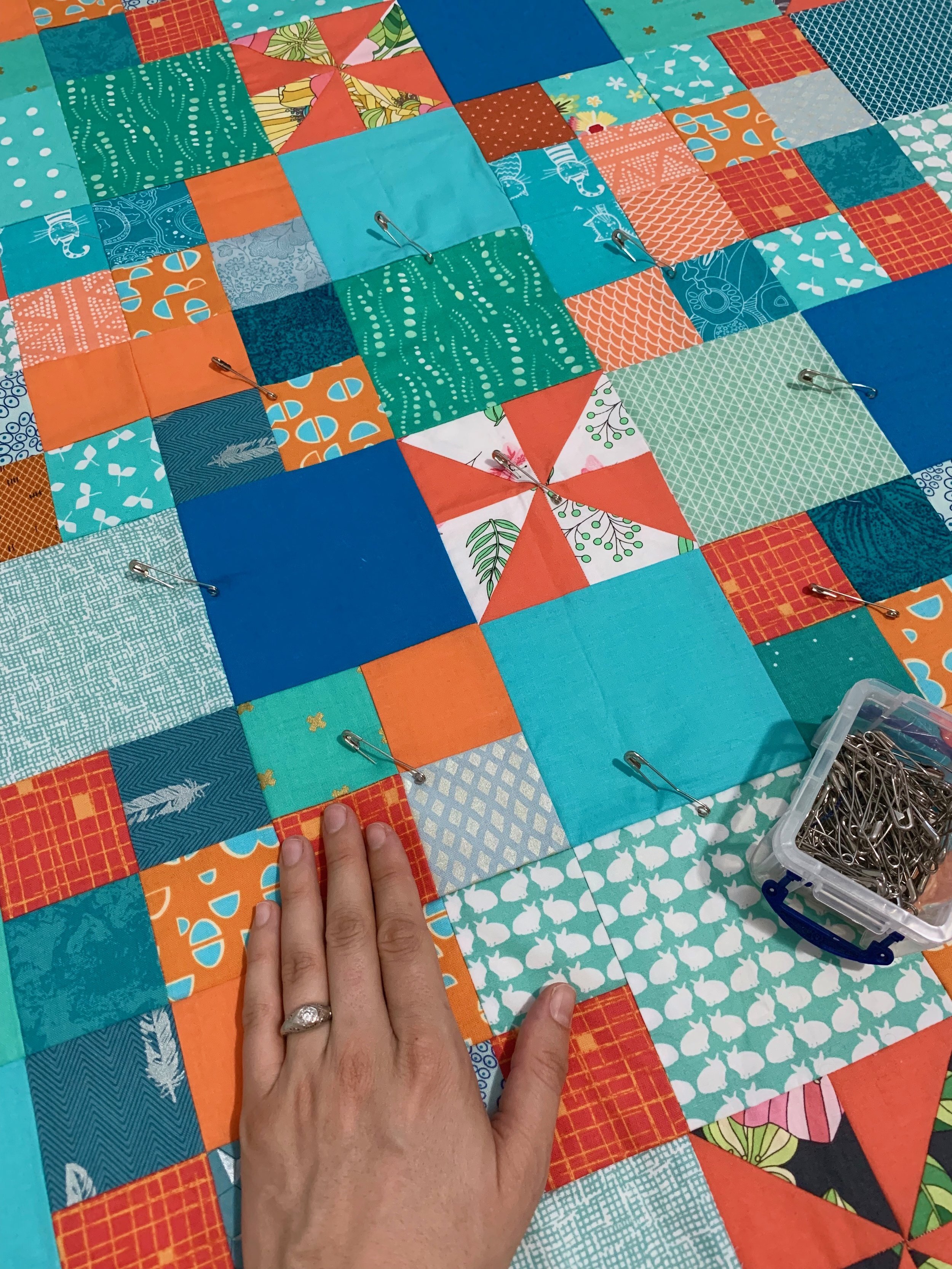 This is the #1 basting method for quilts. (Say GOODBYE to pins