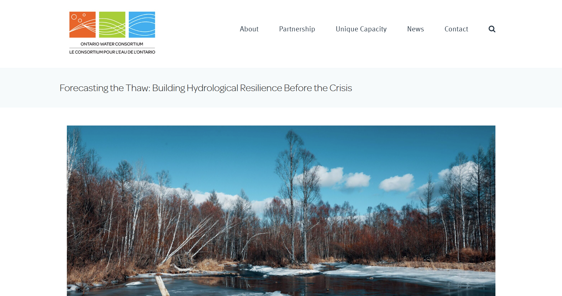 Aquanty Featured in Ontario Water Consortium: Forecasting the Thaw: Building Hydrological Resilience Before the Crisis