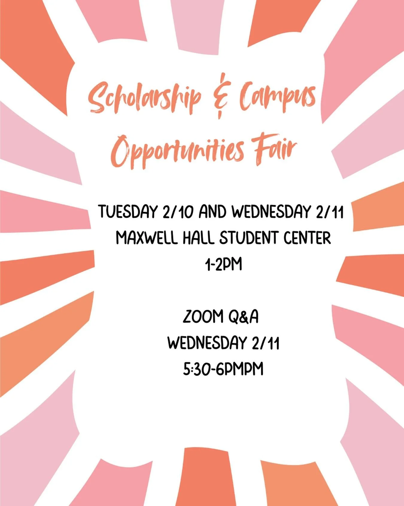 Attend tomorrow&rsquo;s Scholarship and Opportunities Fair! 

Learn about the many industry and academic scholarship opportunities and the available campus department student worker opportunities.

There will be pizza, popcorn and informational hando
