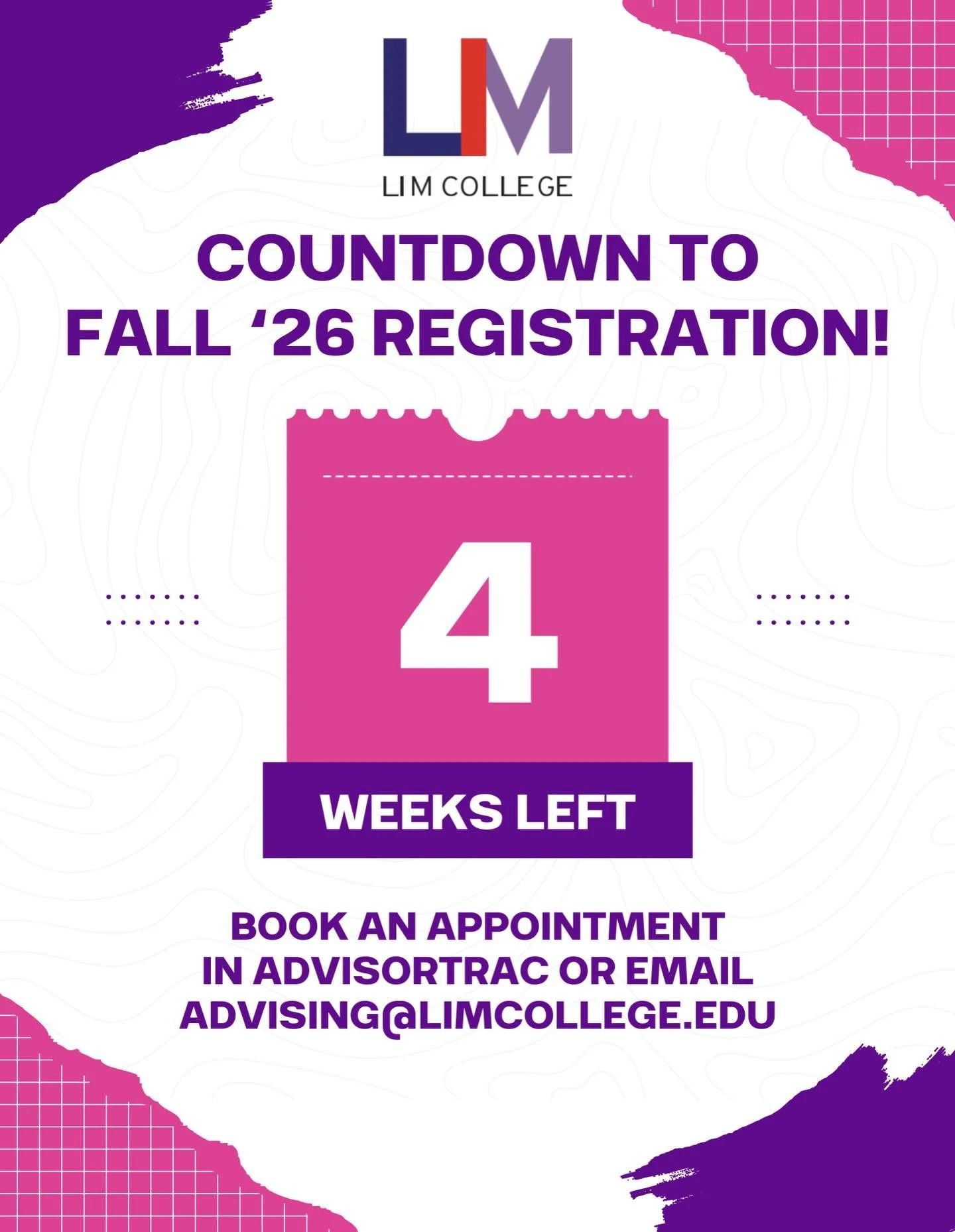 Only 4 weeks left until registration opens, schedule an appointment with Academic Advising now!