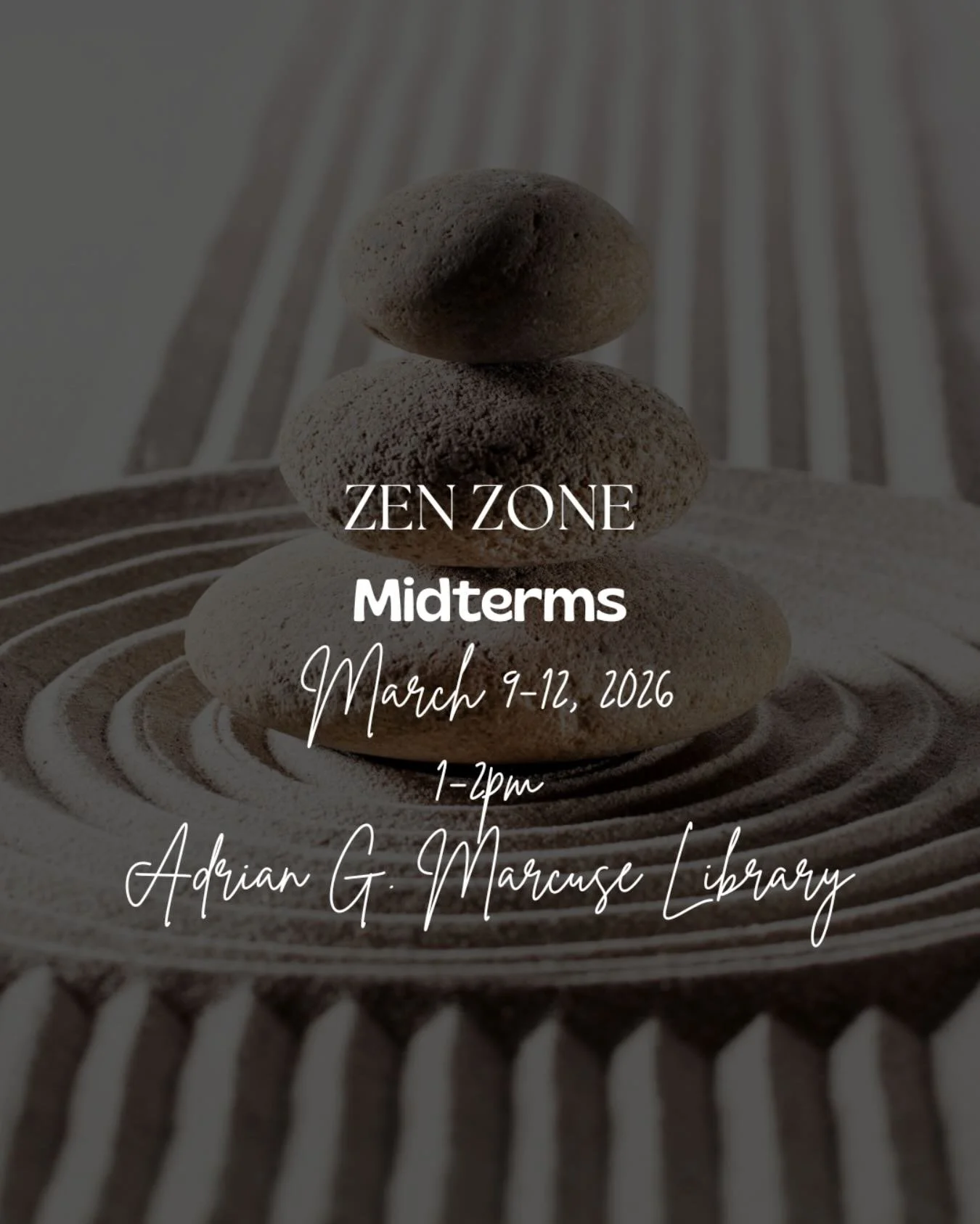 Visit the library for crafts, coloring, snacks, giveaways and relaxation during midterms!