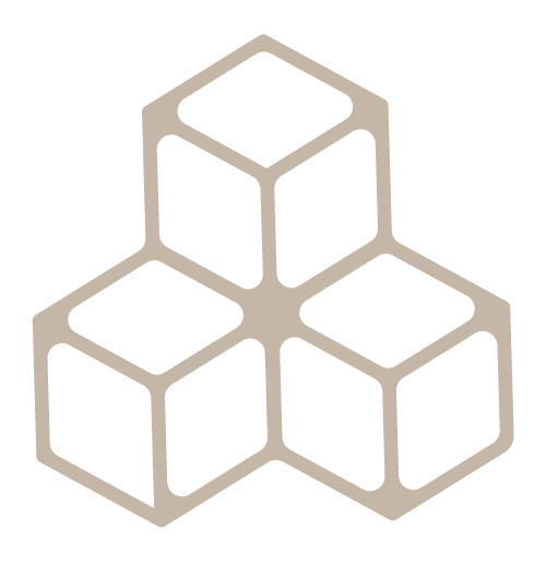 Illustration of three interconnected 3D cubes with outlines.