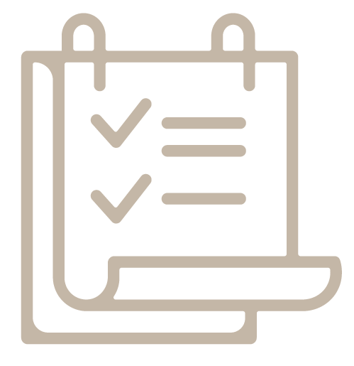 Icon of a checklist with two checked items on a notepad.