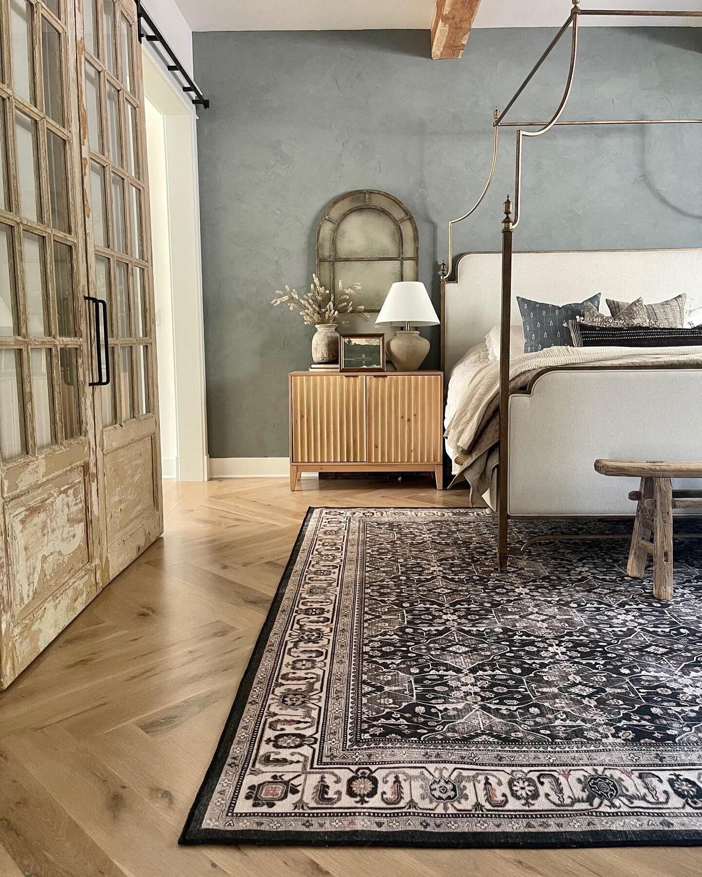 Would you use antique doors in your home? We had originally planned for a barn door here but as soon as I saw these doors I knew they had to be in our home. Mixing old with new is my absolute favorite!!! And our bedroom is a great example of how old 