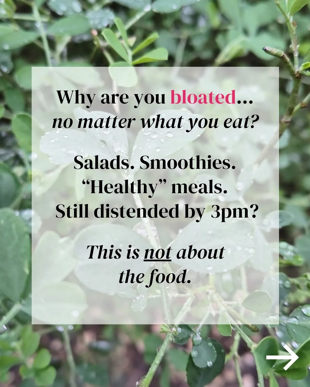 If you feel bloated after everything, it&rsquo;s not because your body is broken🤰🏻

And it&rsquo;s definitely not because you need to eliminate 17 more foods 👎🏻

Most chronic bloating isn&rsquo;t a &ldquo;sensitivity&rdquo; problem.
 It&rsquo;s a
