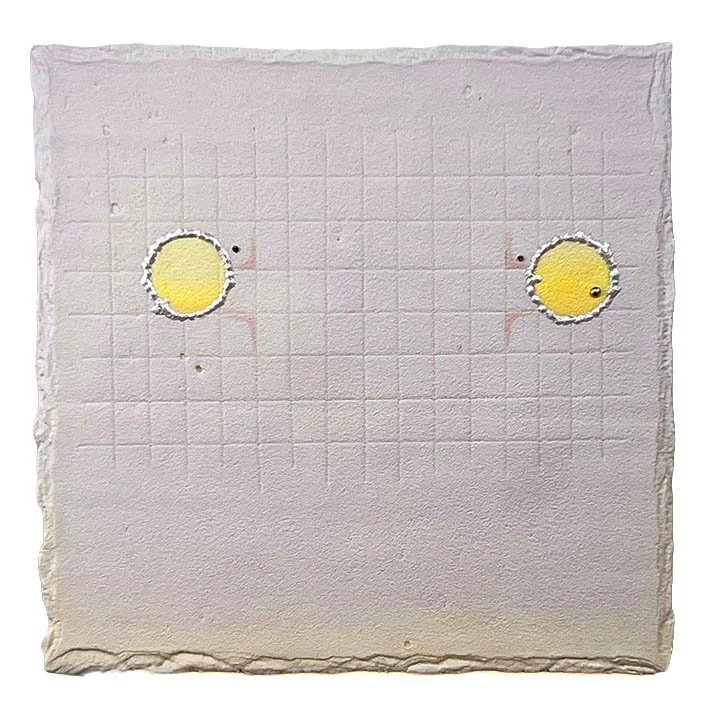 Grace Note 113, 2026  
acrylic, oil, mica, 21 karat moon gold,  black diamond on hand-deckled acrylic substrate  
5.5" x 5.5"