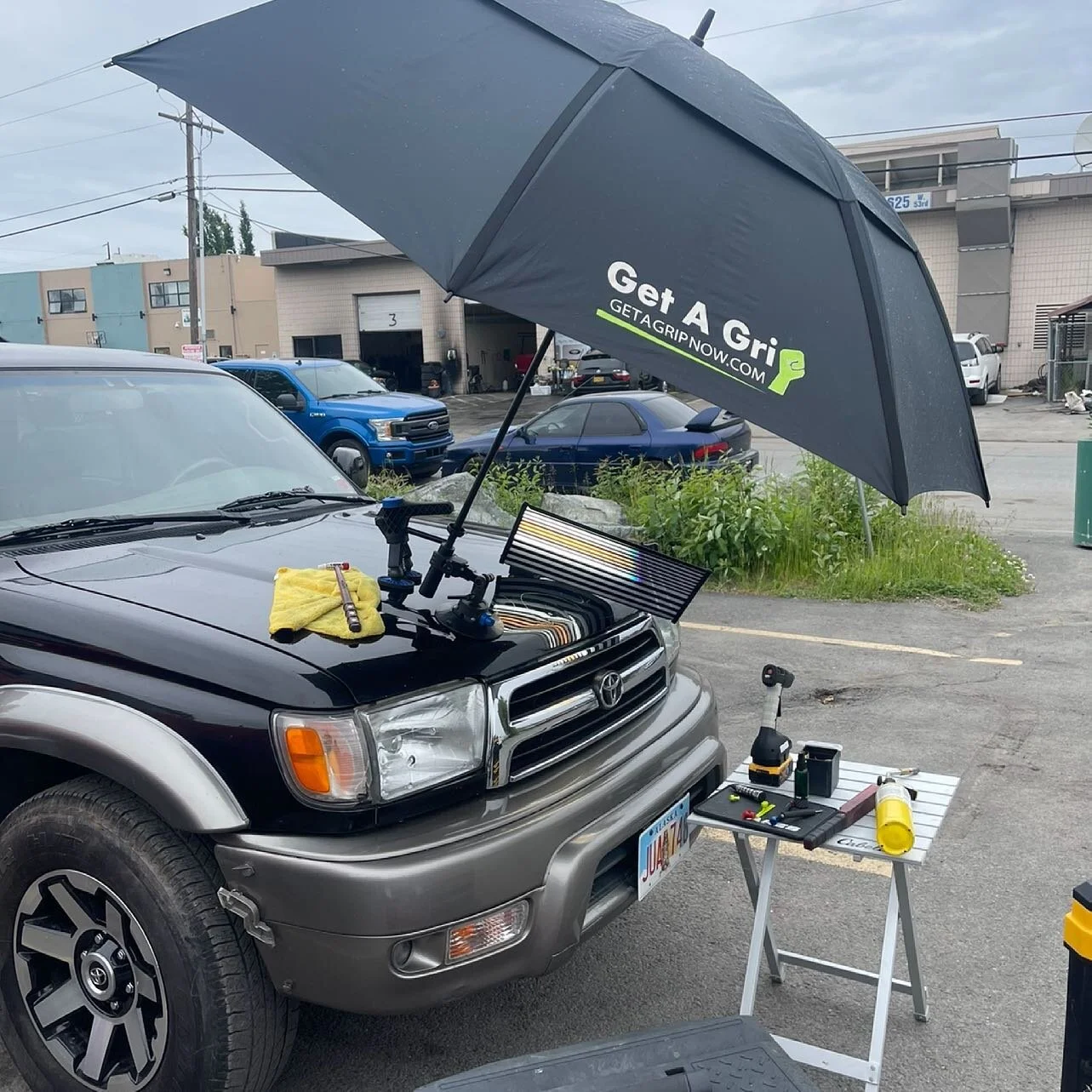 Another day with get-a-grip to the rescue!!! I do mobile paintless dent repair service!! You got a dent? Send photos to 907-268-8989 for a free quote!