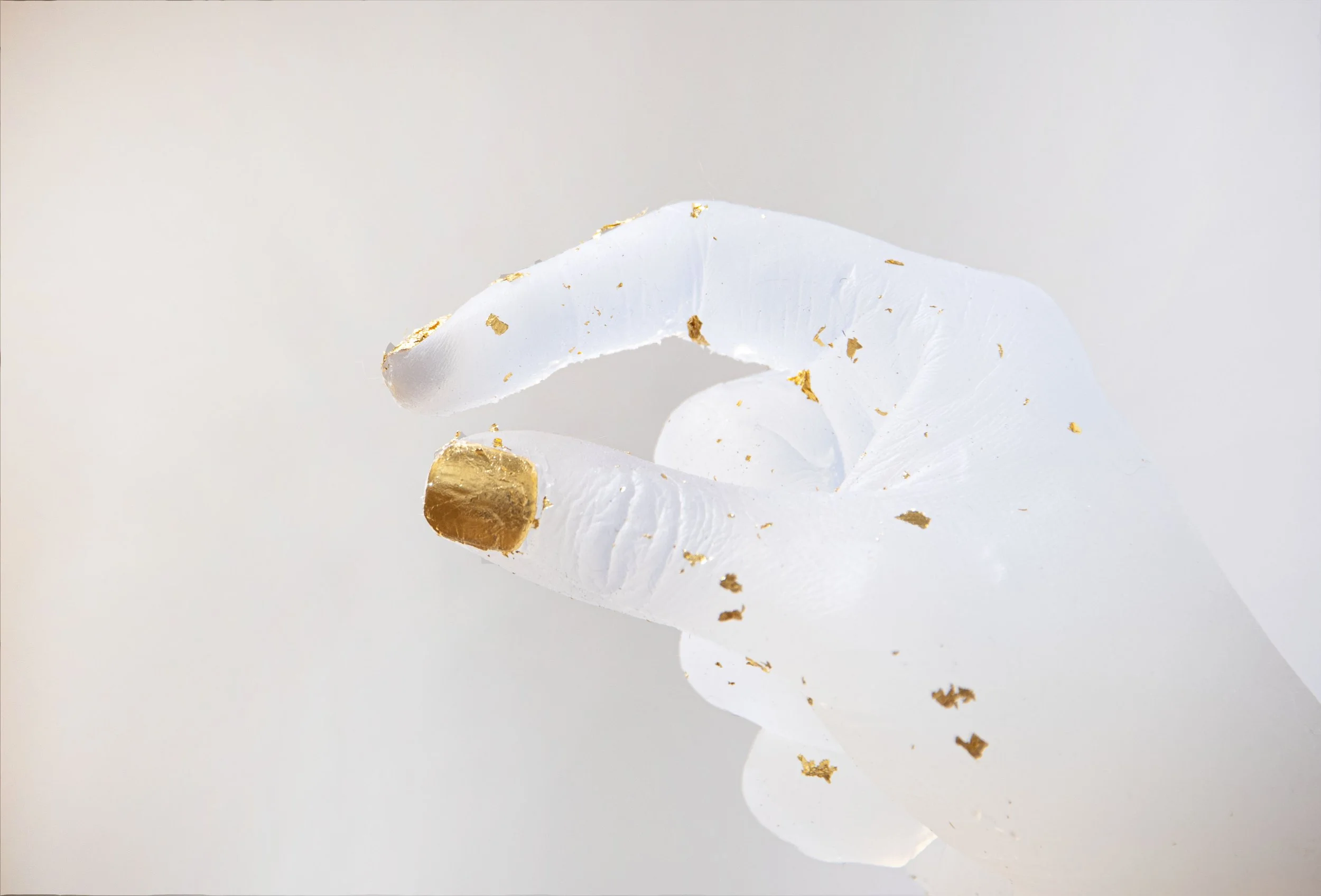 Detail of " Your number one fear should be your drying up eggs on this beautiful easter sunday"

silicone, porcelain, gold leaf, press on nails, tampon