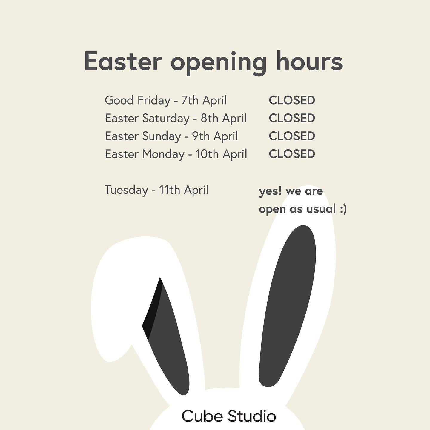 🐣Easter is on its way🐰. We will be closed during the holiday and reopen on the 11th of April. 

Hoppy Easter to all of our amazing customers!🐰🐰🐰