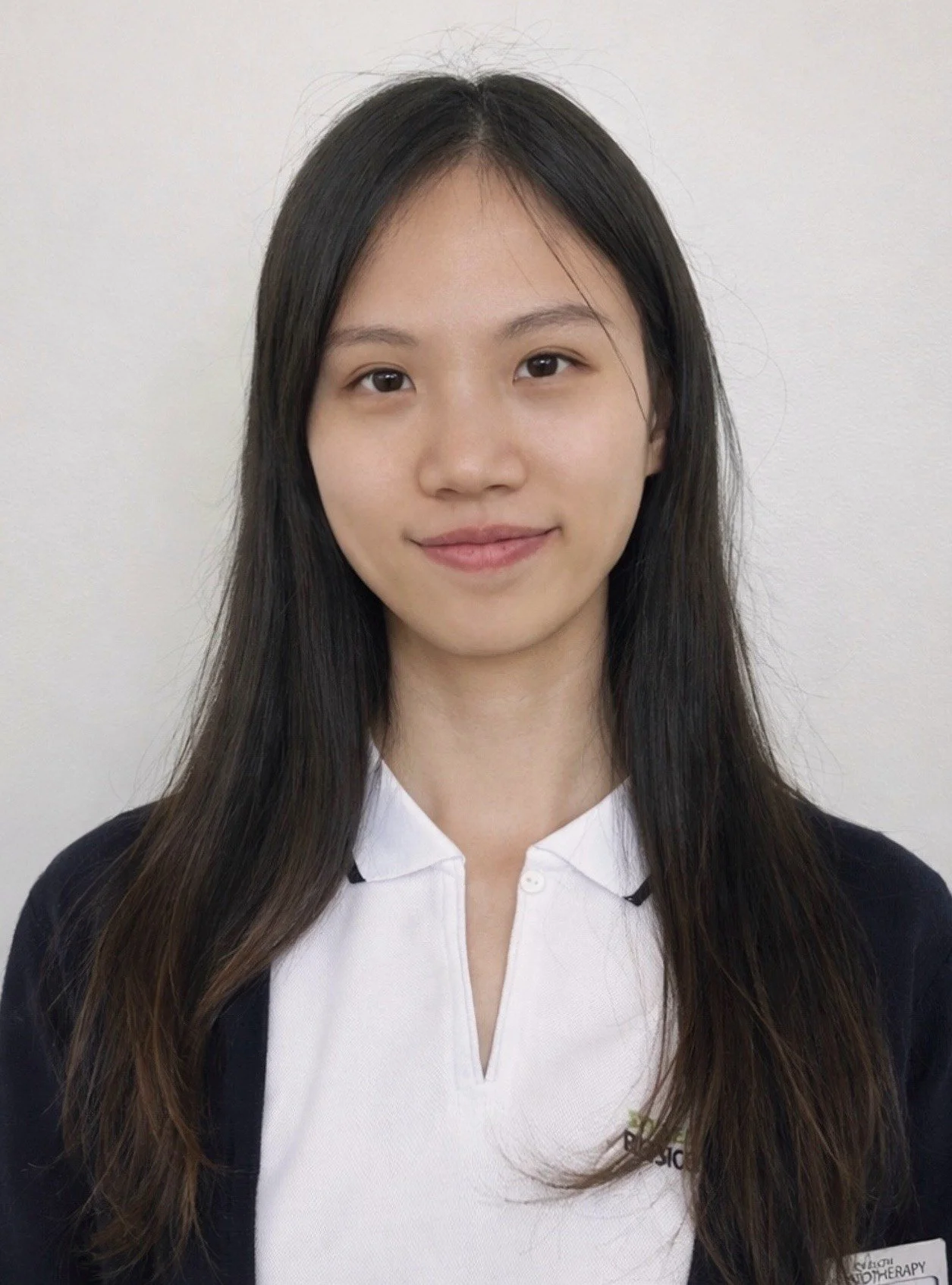 asian girl with black hair white shirt