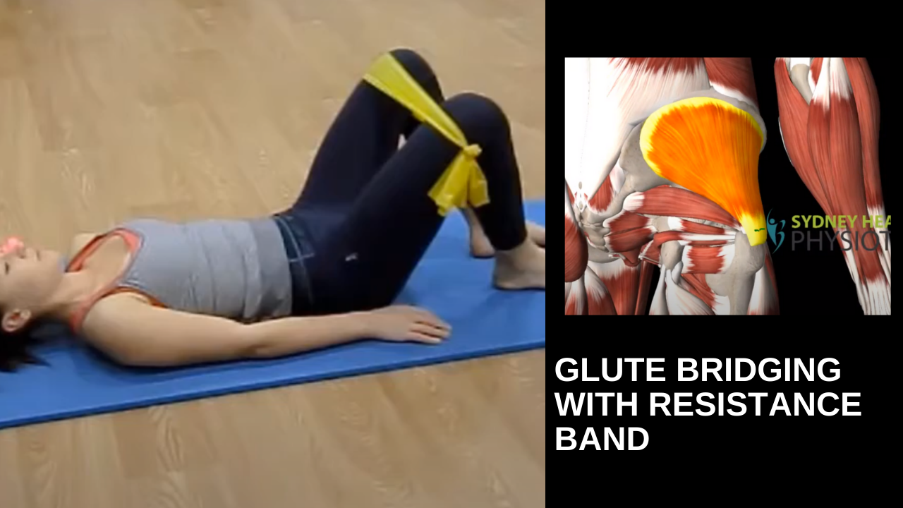 Glute bridging with resistance band — Sydney Health Physiotherapy