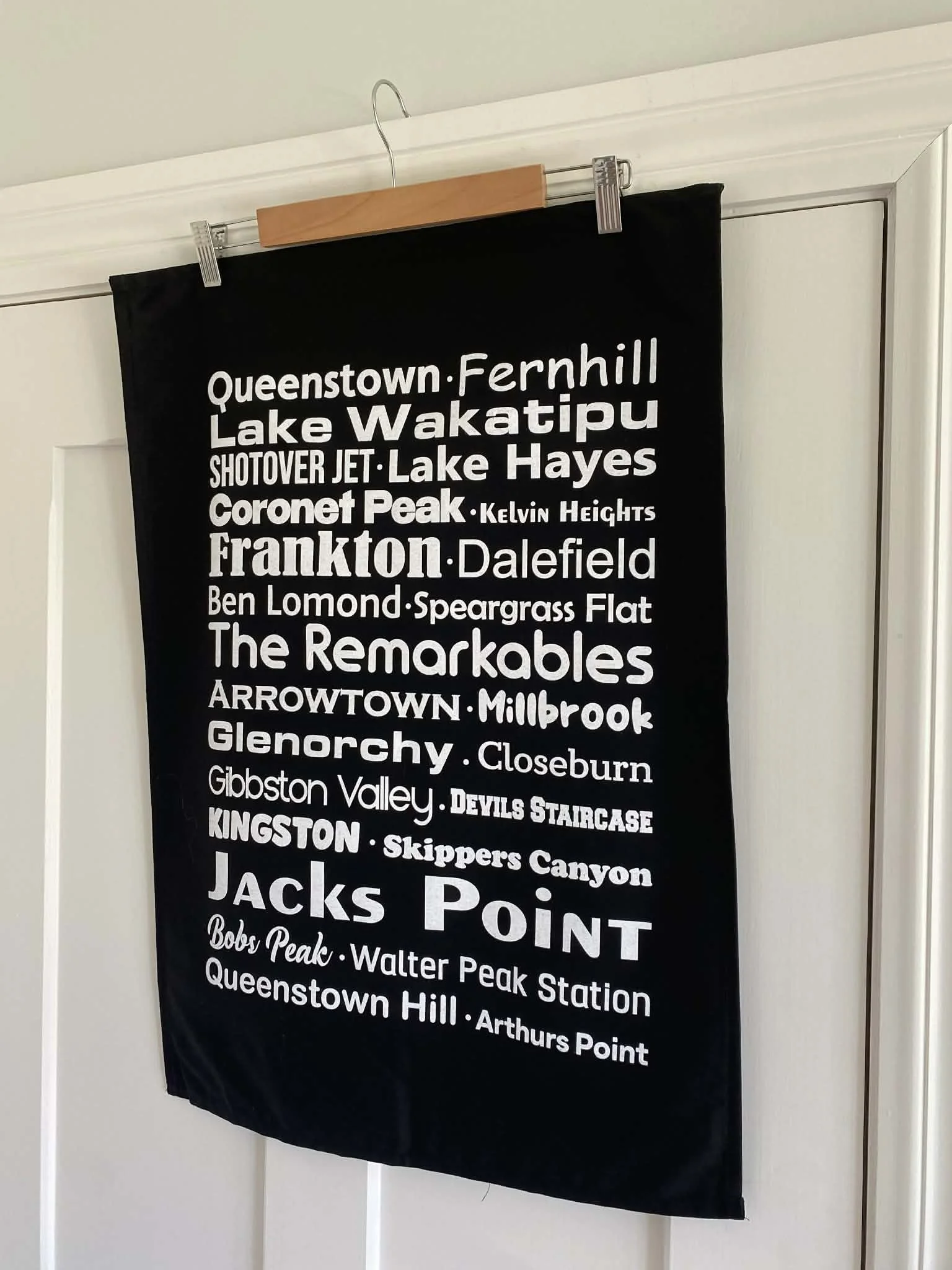 Queenstown Destination and Iconic name places Tea Towel