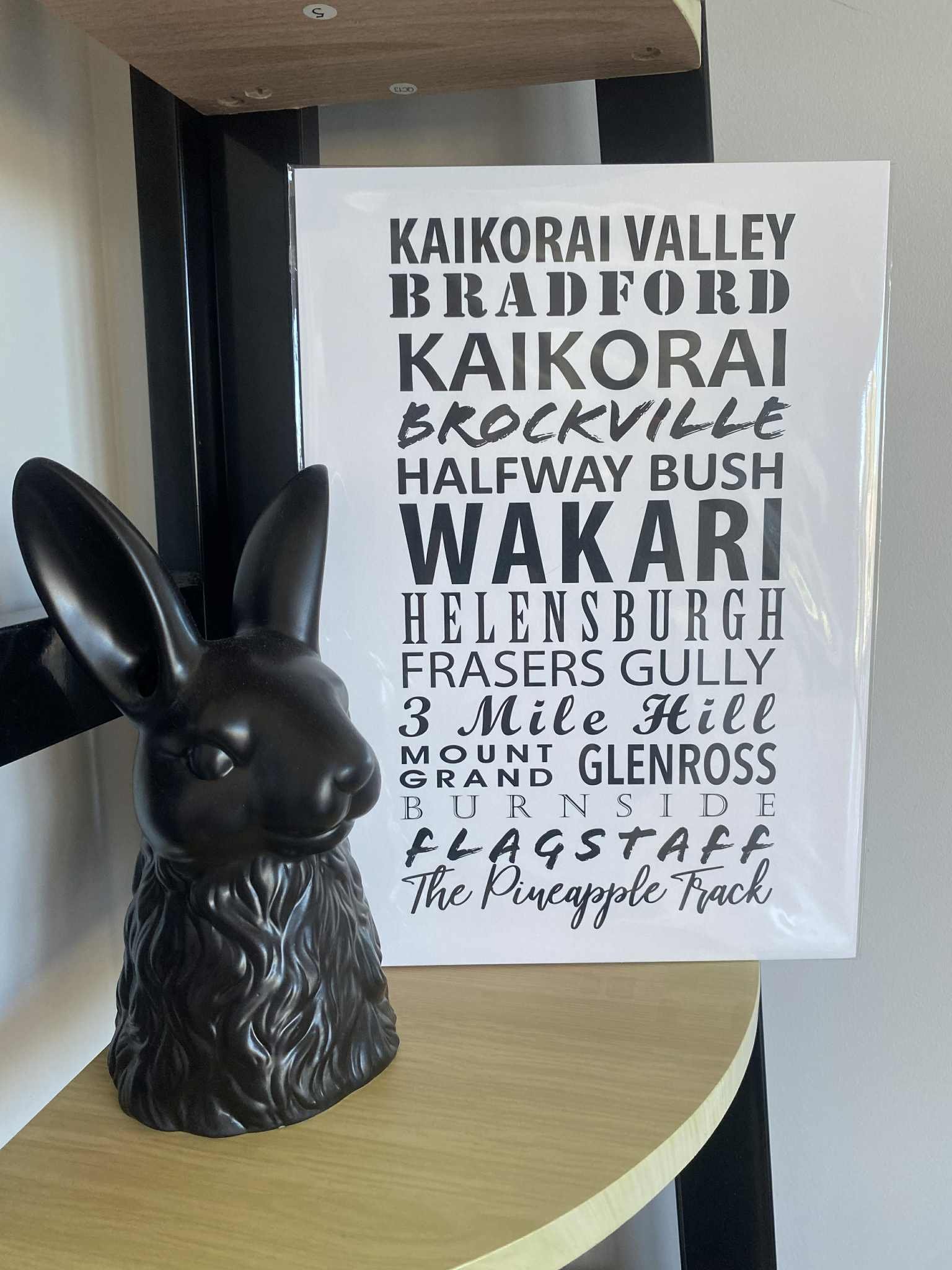 White Kaikorai Districts suburb A4 Print