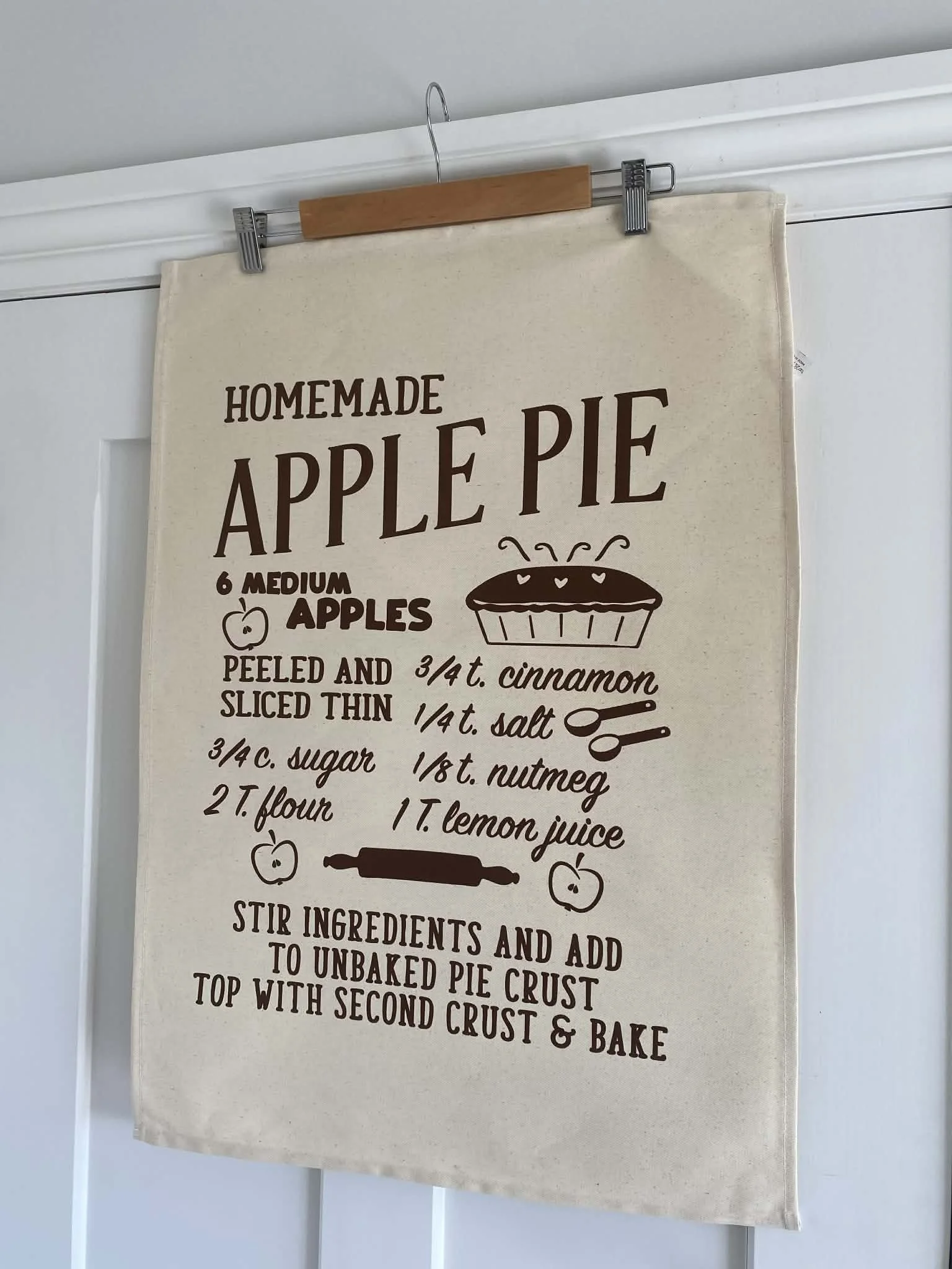 Natural Apple Pie Homemade Recipe Tea Towel