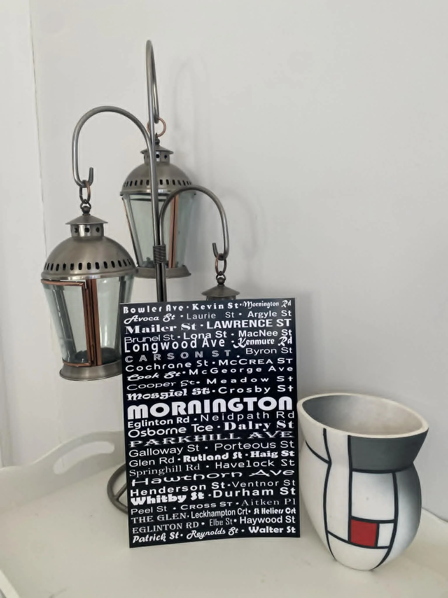 The Glen & Mornington Streets Black A4 Print