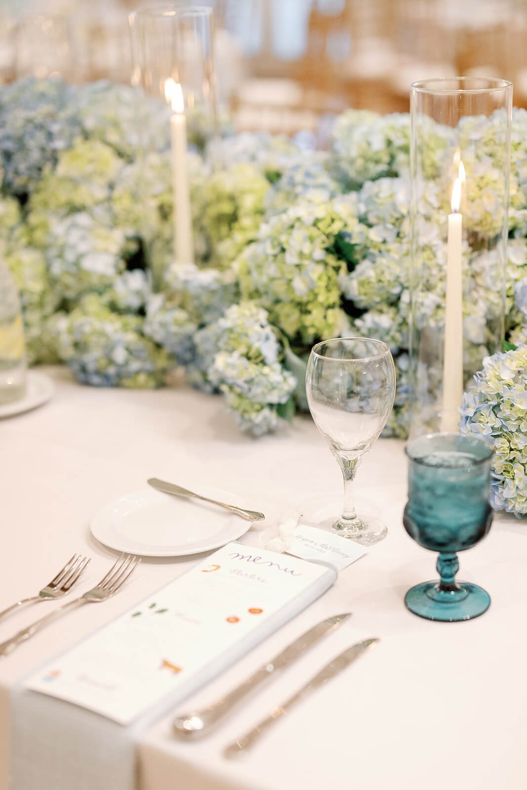 Hydrangeas on the head table