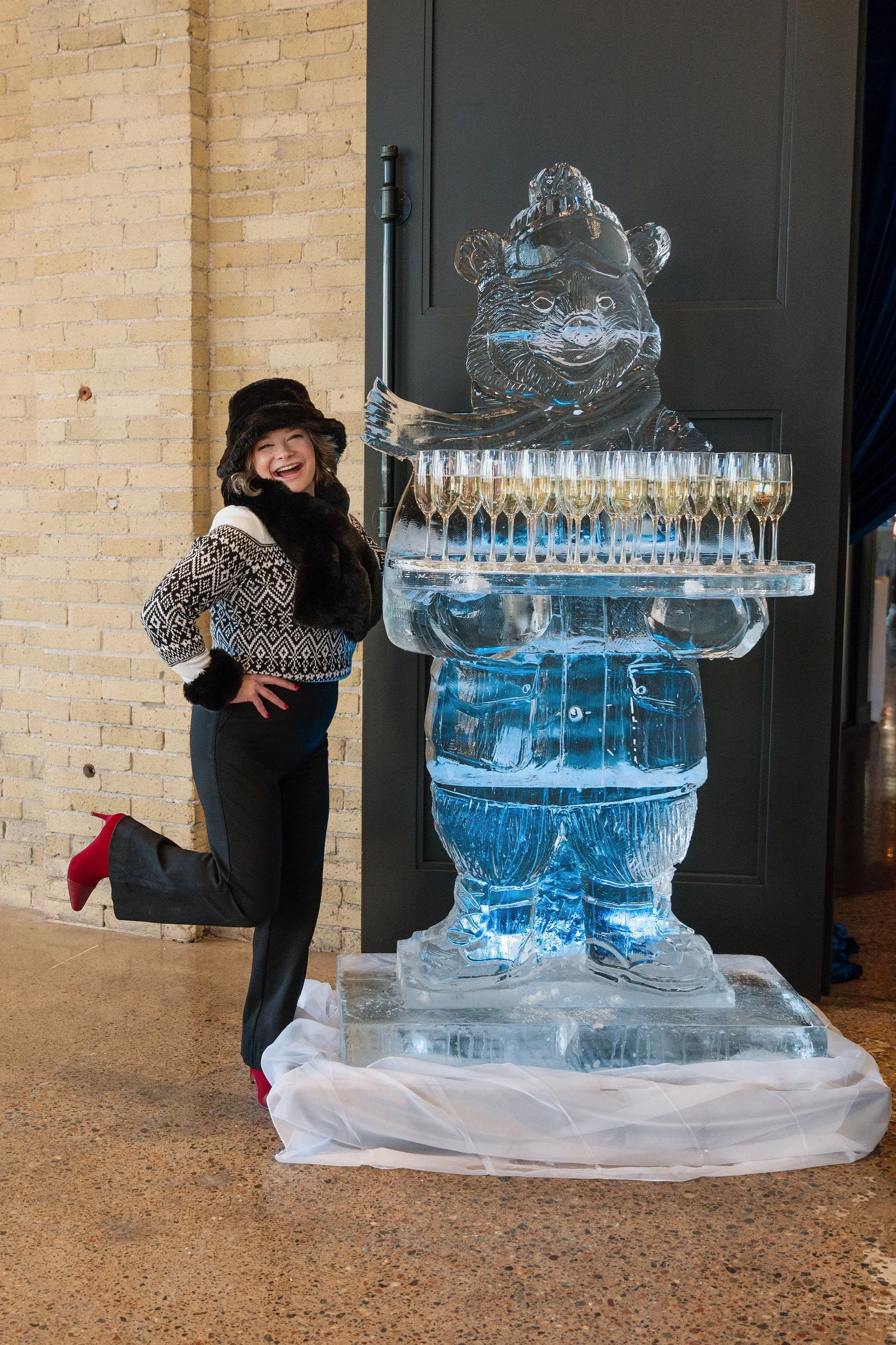MN Bride Publisher Brooke with the champagne ice bear butler // Tonya Hjort Photograhy