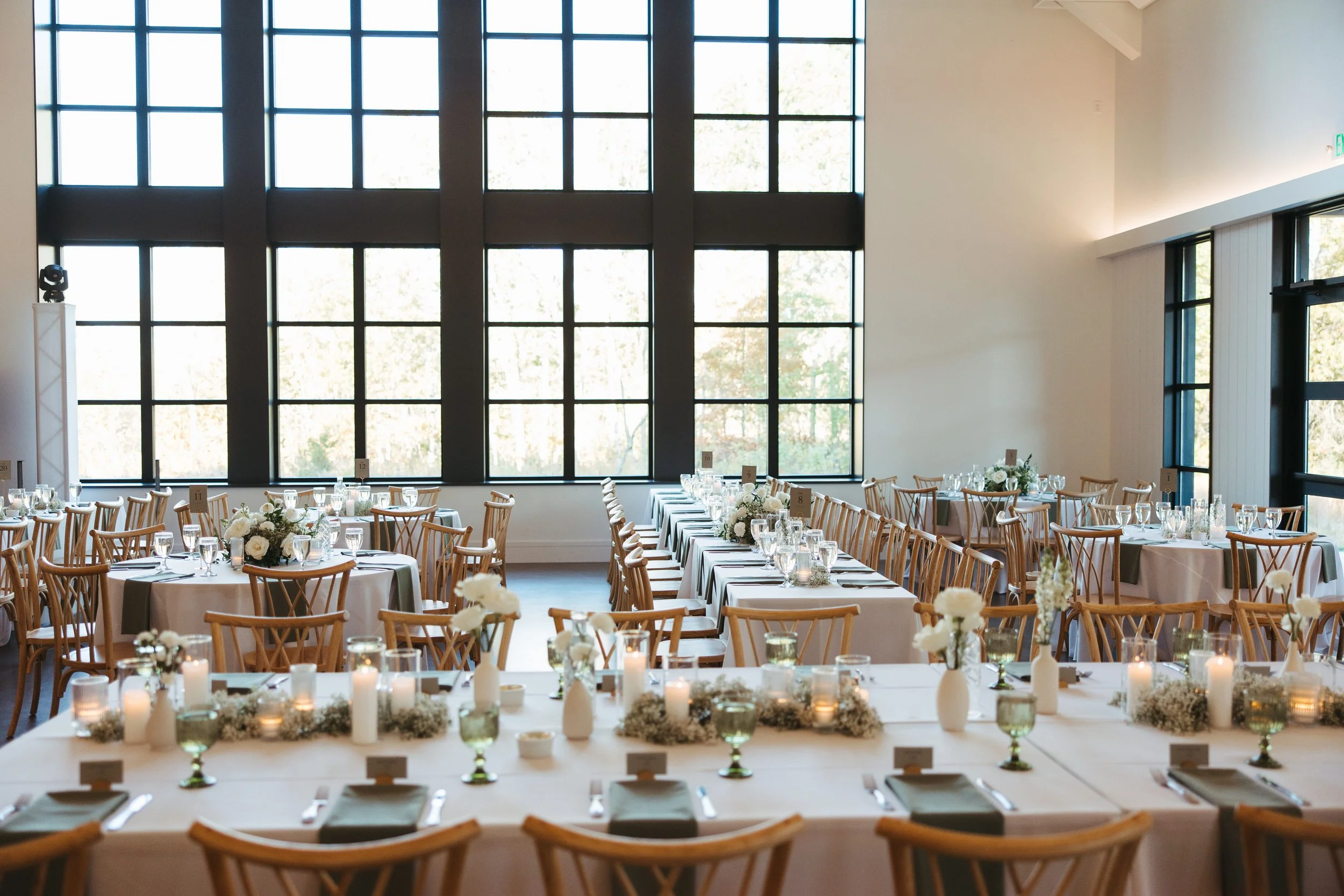 A green and white wedding aesthetic at White and Sable.