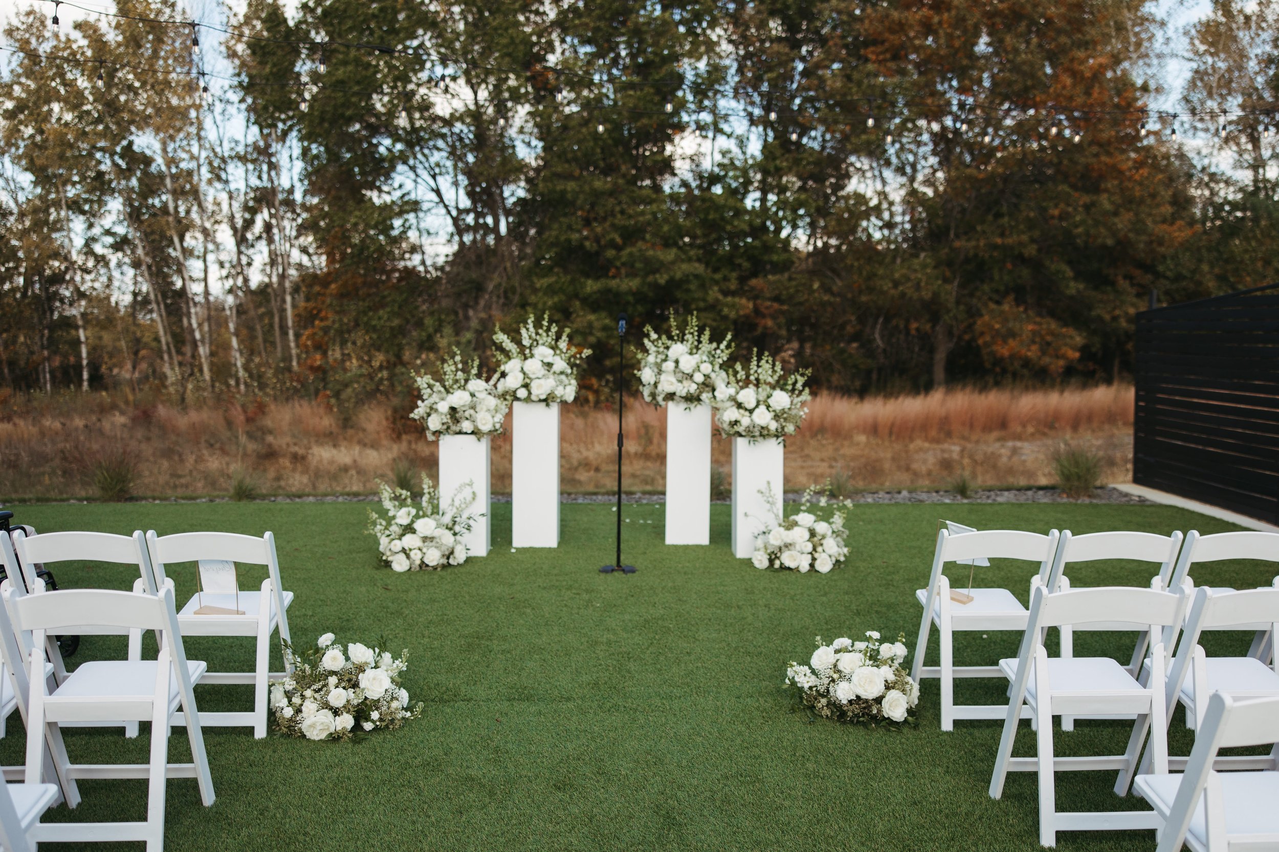 Ceremony florals for an October wedding at White and Sable.