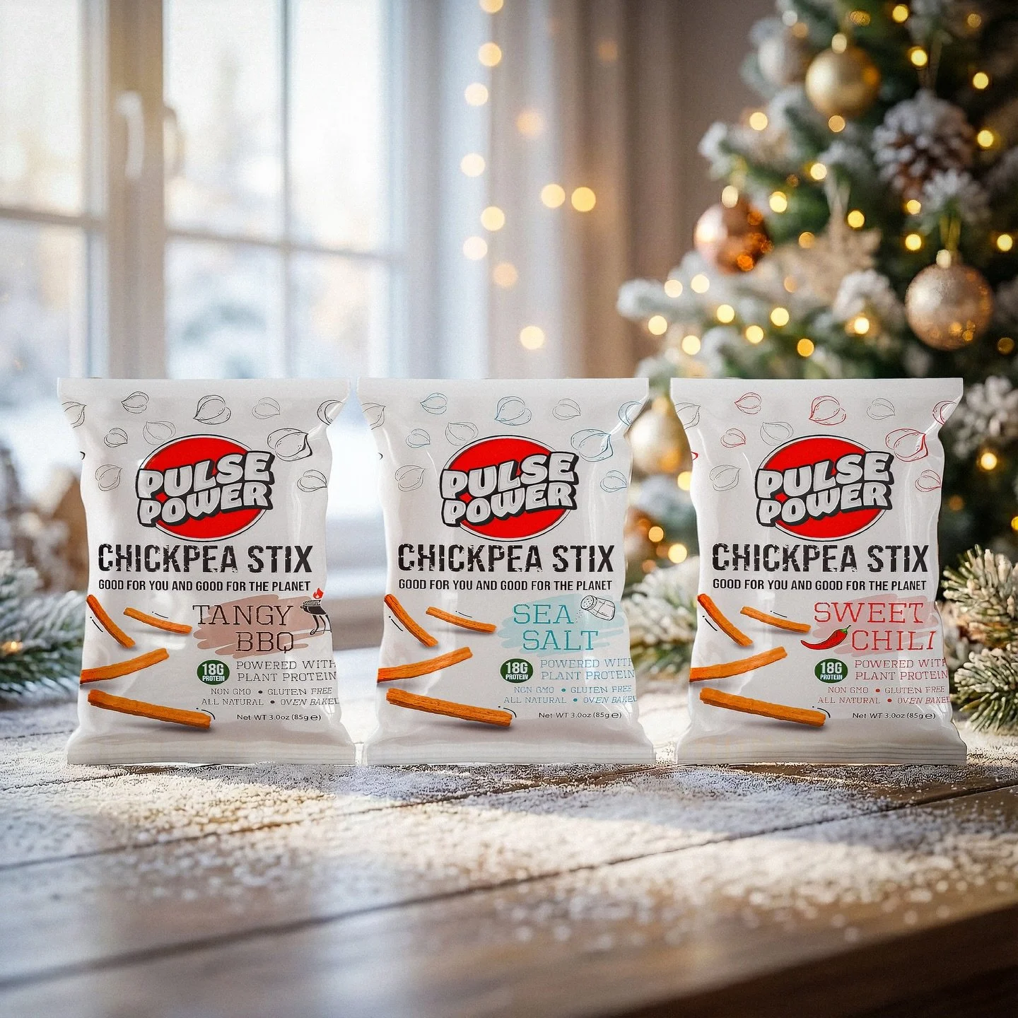 Snack season just got powered up 🎄✨

Three flavors. One plant-powered crunch.
Which Chickpea Stix are you grabbing first &mdash; Sea Salt, Sweet Chili, or Tangy BBQ? 👇

#PulsePower #ChickpeaStix #PlantBasedSnacks #HolidaySnacking #HealthySnacks 
Pr
