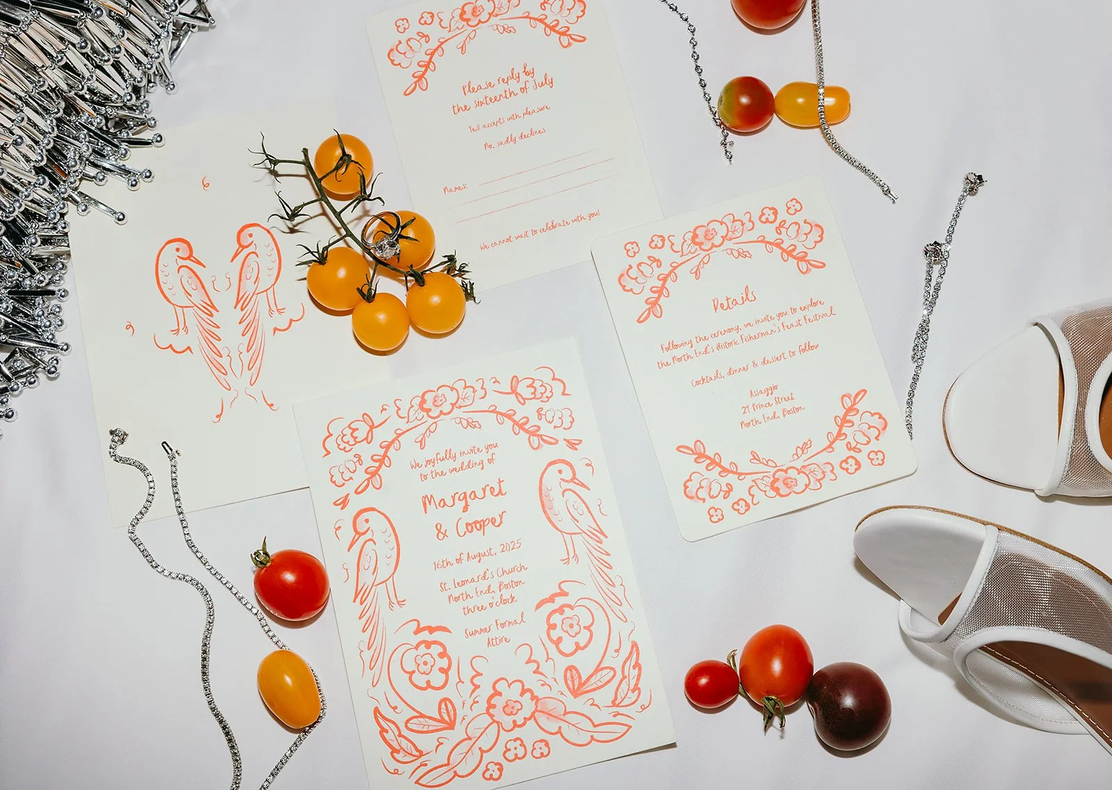 north end wedding Boston invite suite